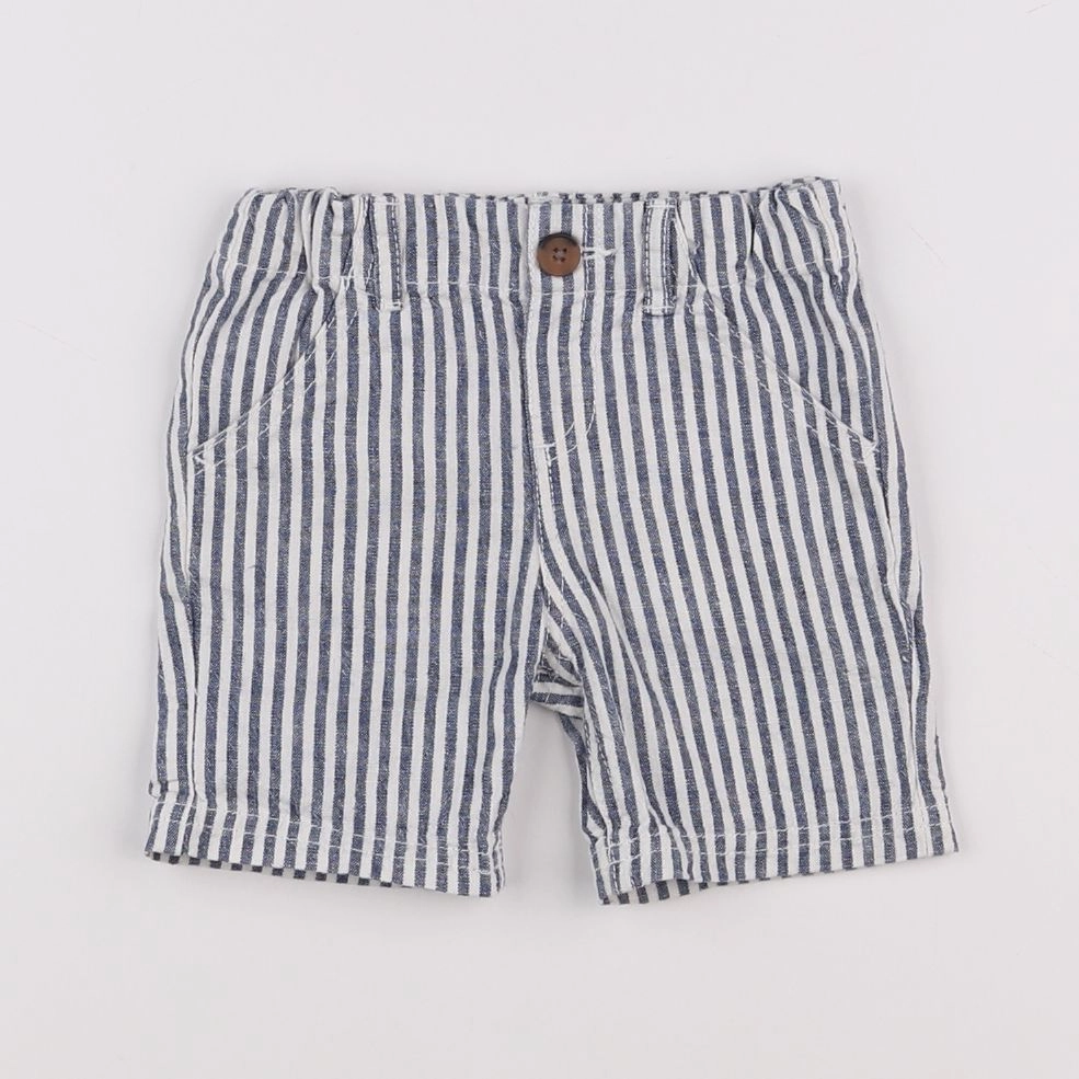 Boutchou - short blanc, bleu - 6 mois