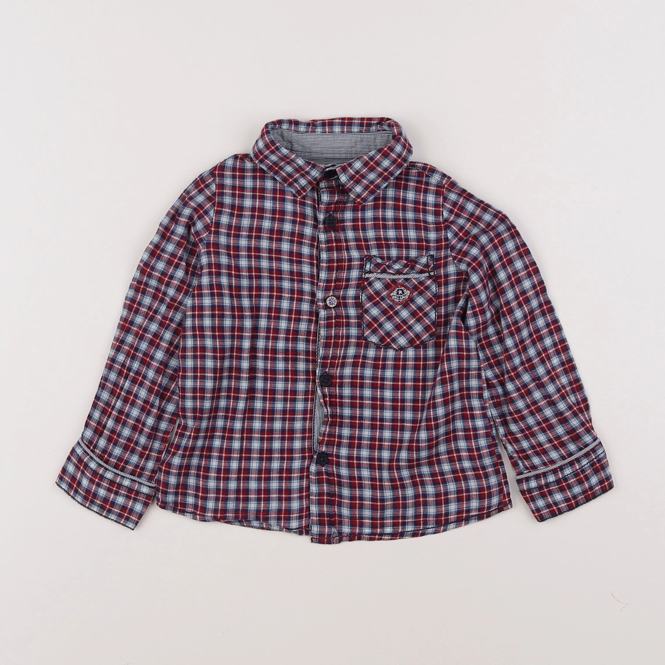 IKKS - chemise rouge, bleu - 18 mois
