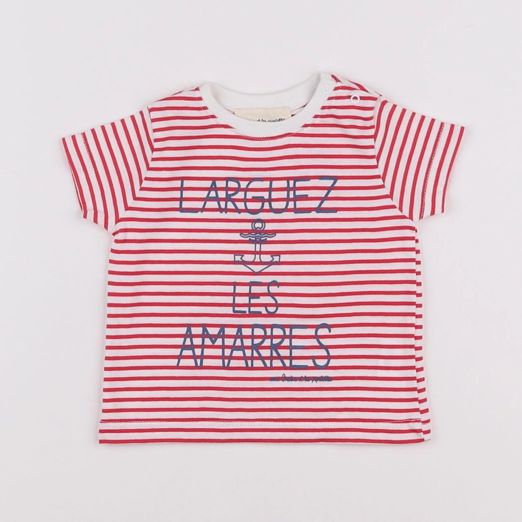 Arsène et les pipelettes - tee-shirt blanc, rouge - 6 mois