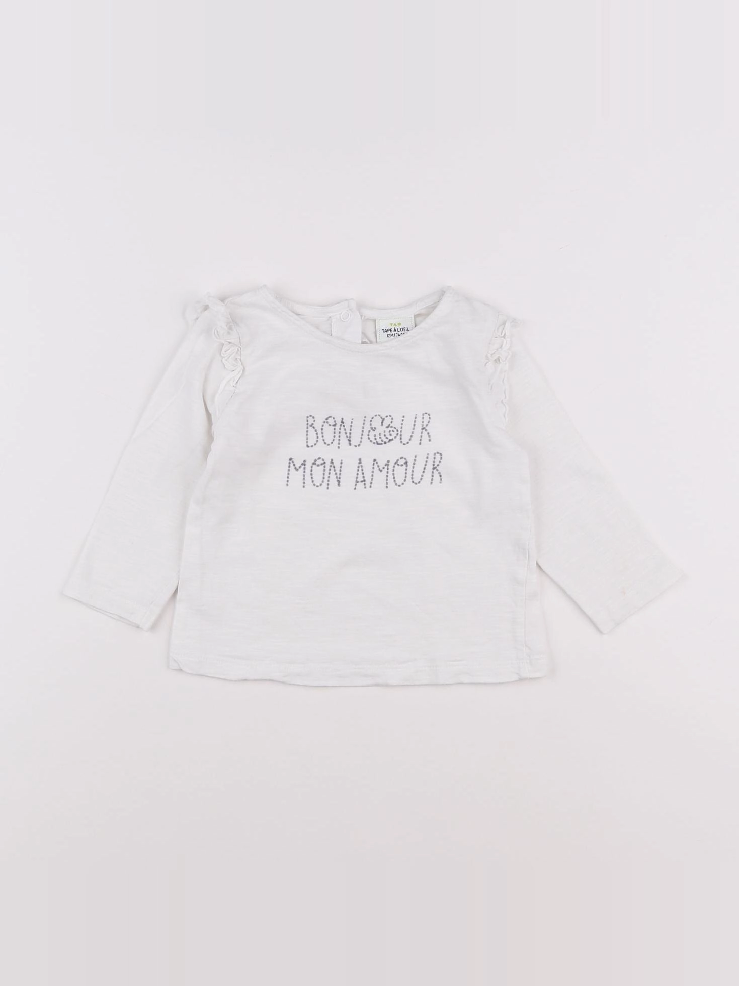 Tape à l'oeil - tee-shirt blanc, gris - 12 mois