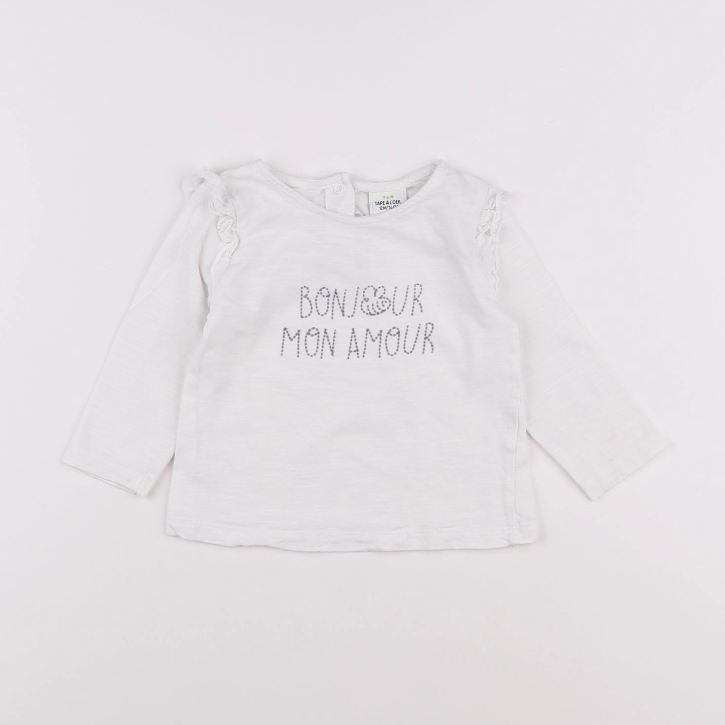 Tape à l'oeil - tee-shirt blanc, gris - 12 mois