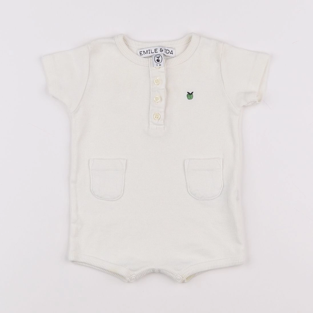 Emile et Ida - pyjama coton blanc - 3 mois