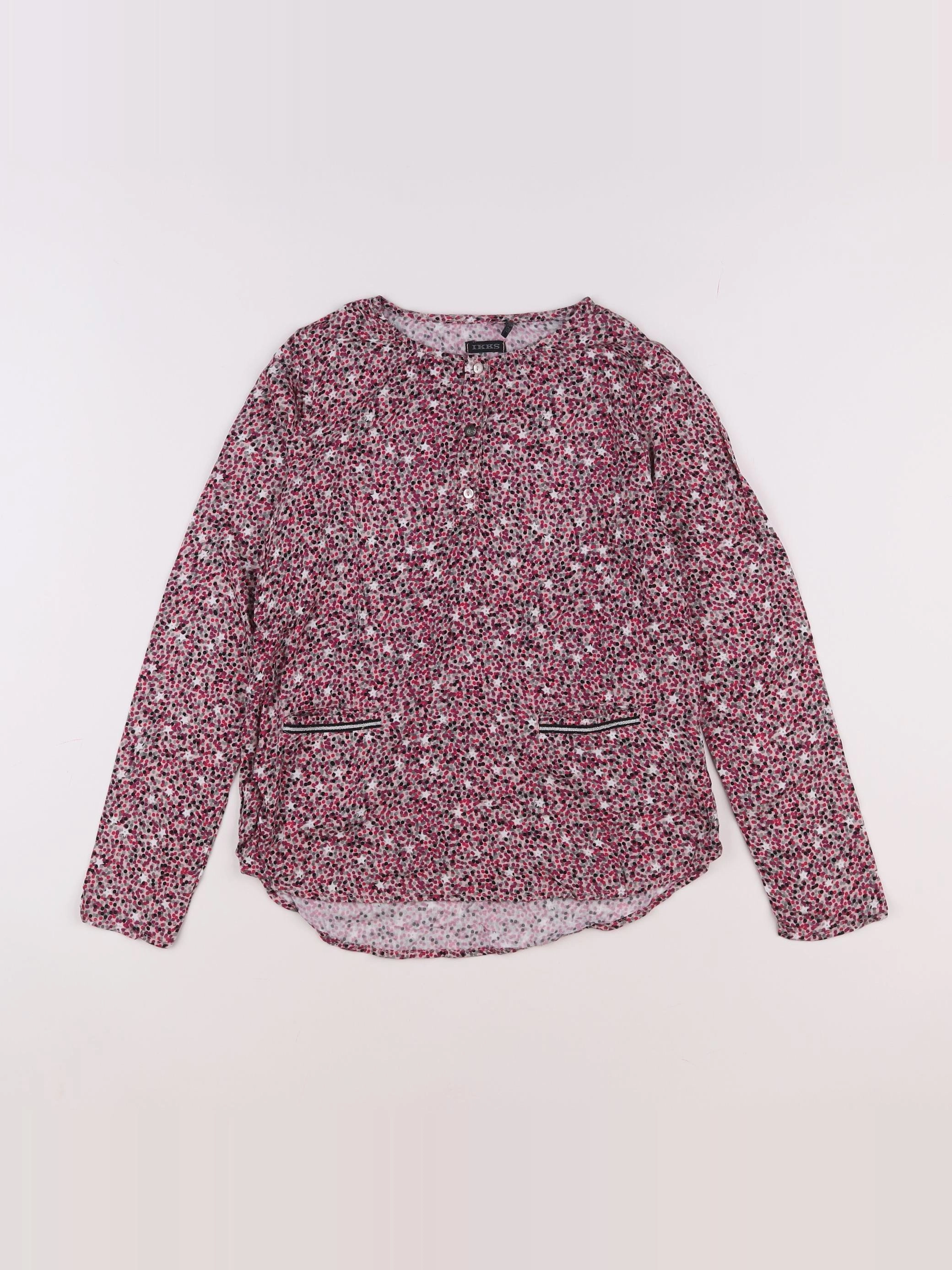 IKKS - blouse rose, gris - 10 ans