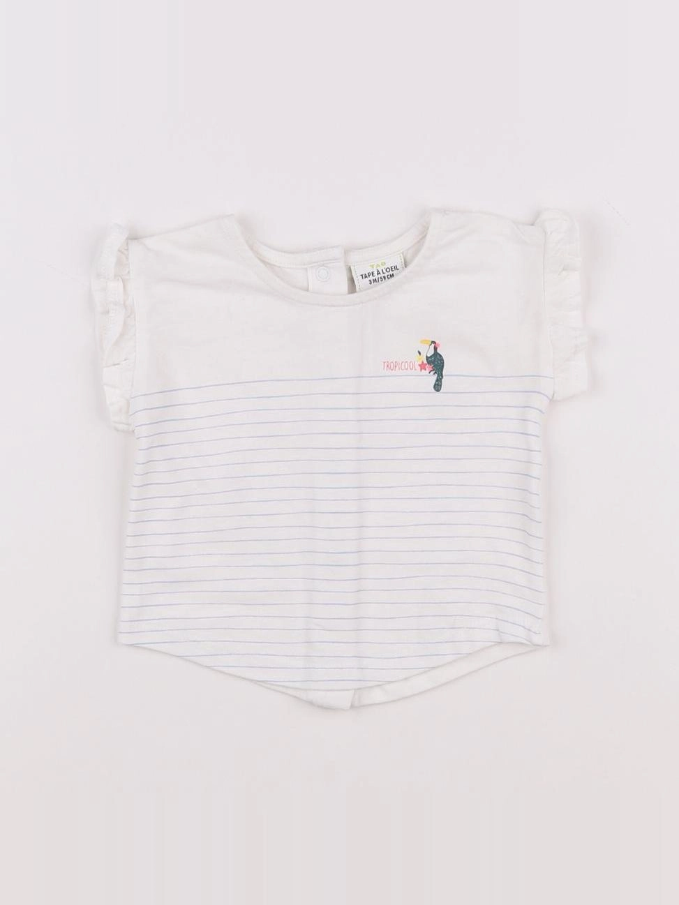 Tape à l'oeil - tee-shirt blanc, bleu - 3 mois
