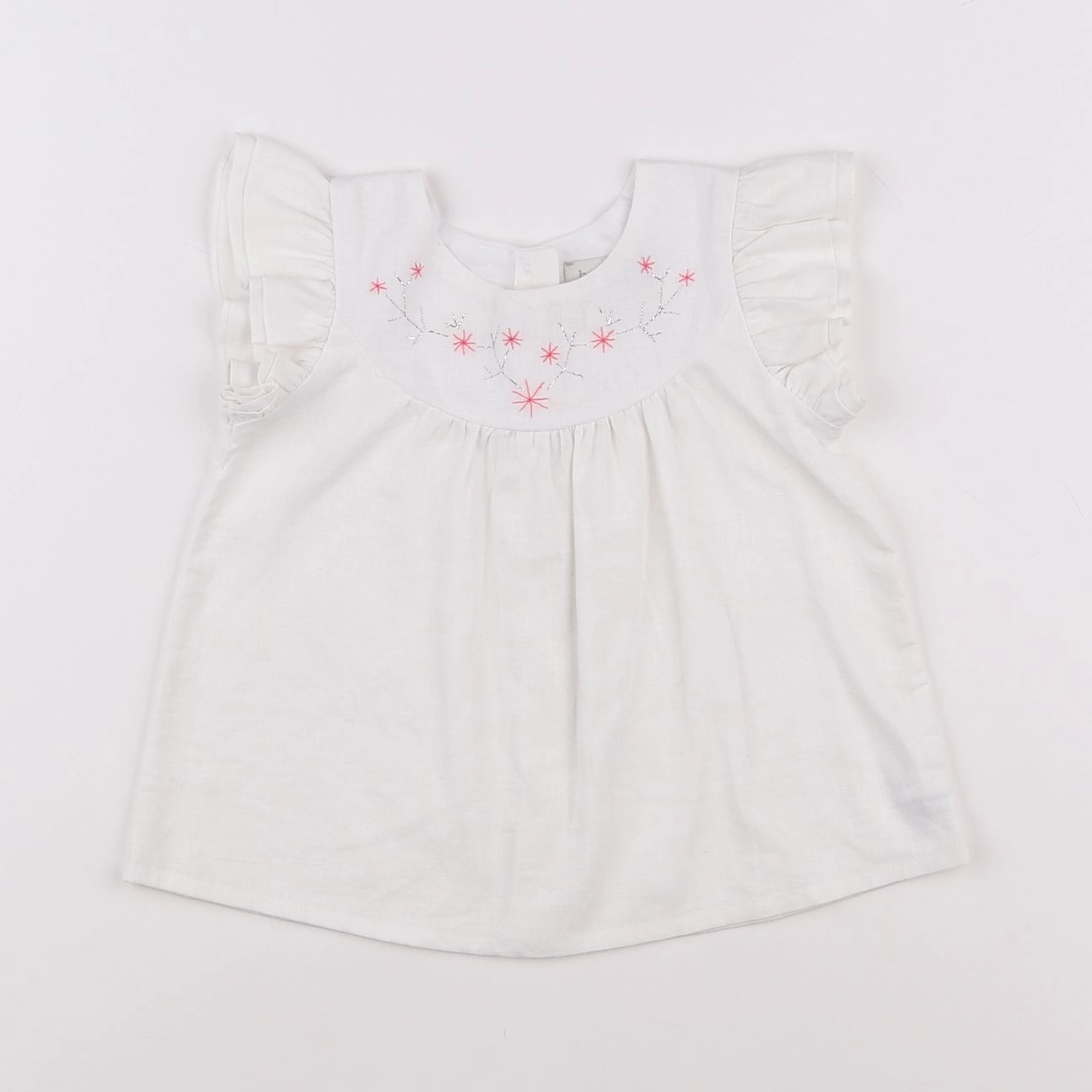 Bonnet à Pompon - blouse blanc - 2 ans