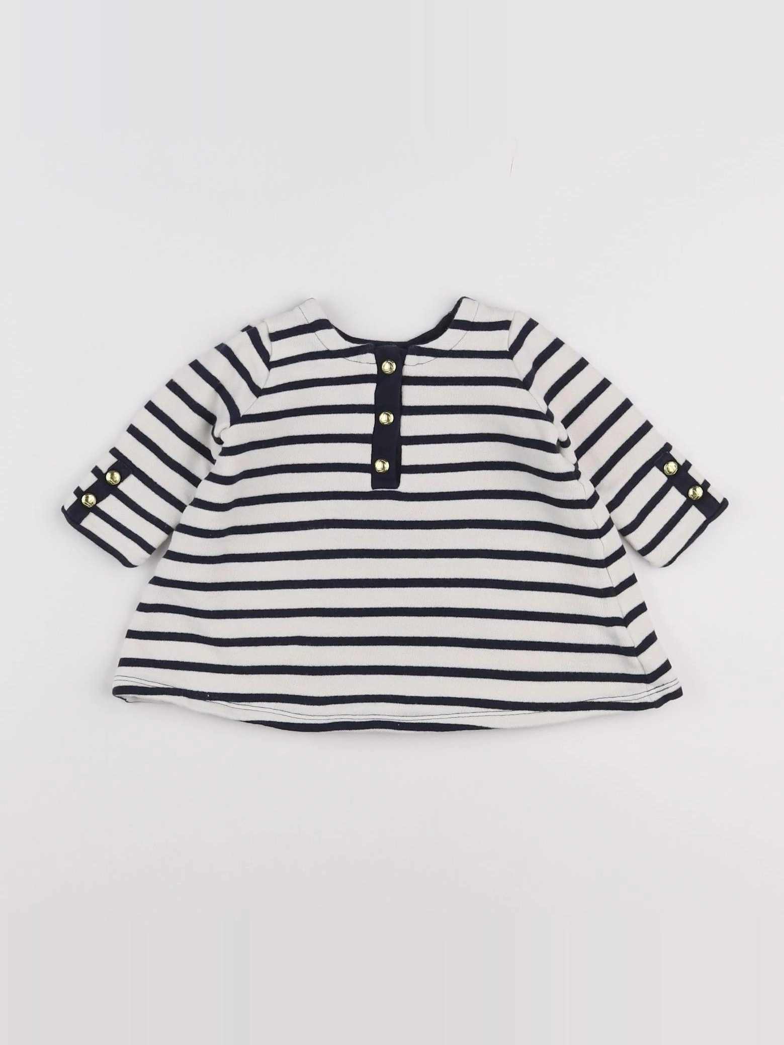 Petit Bateau - robe blanc, bleu - 6 mois