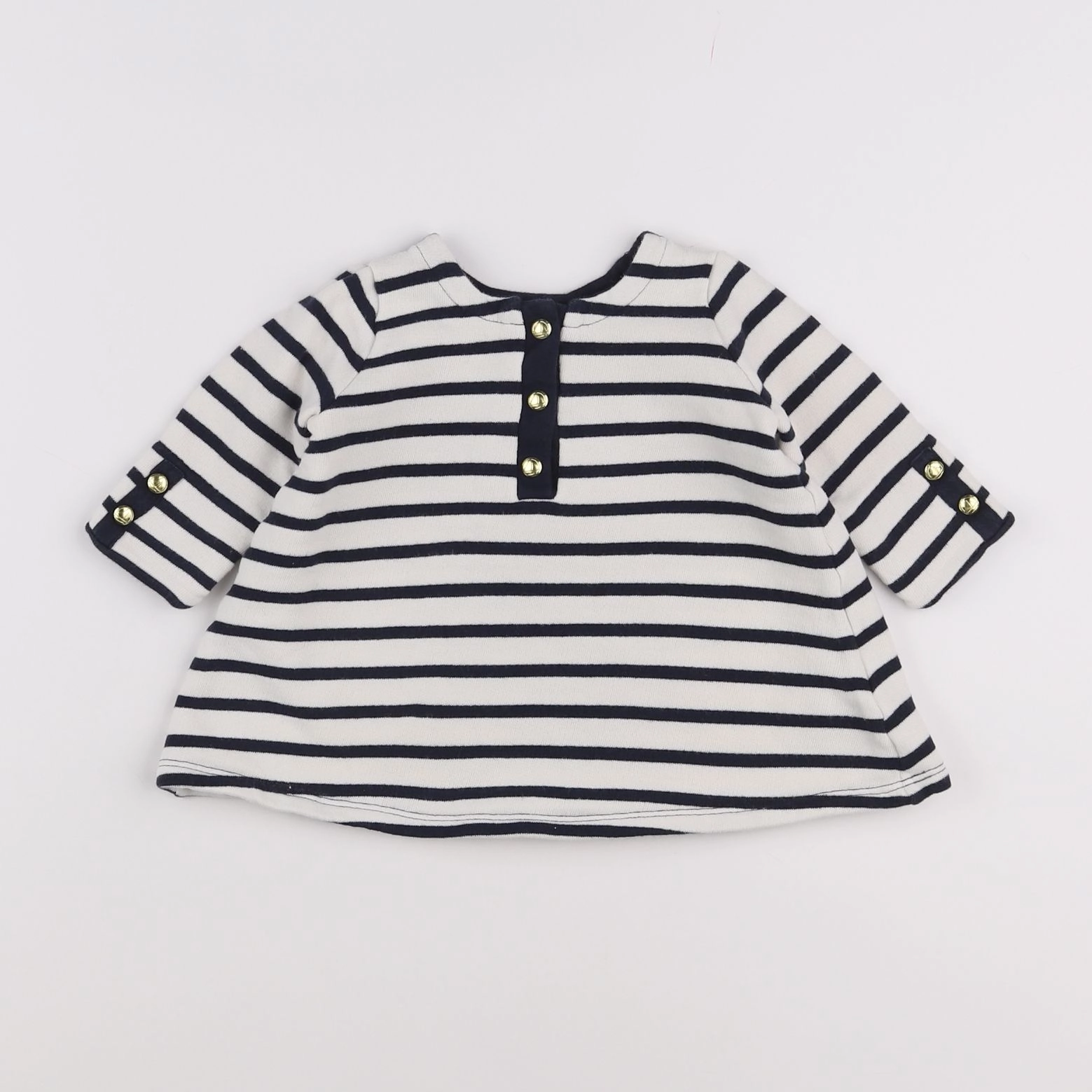 Petit Bateau - robe blanc, bleu - 6 mois