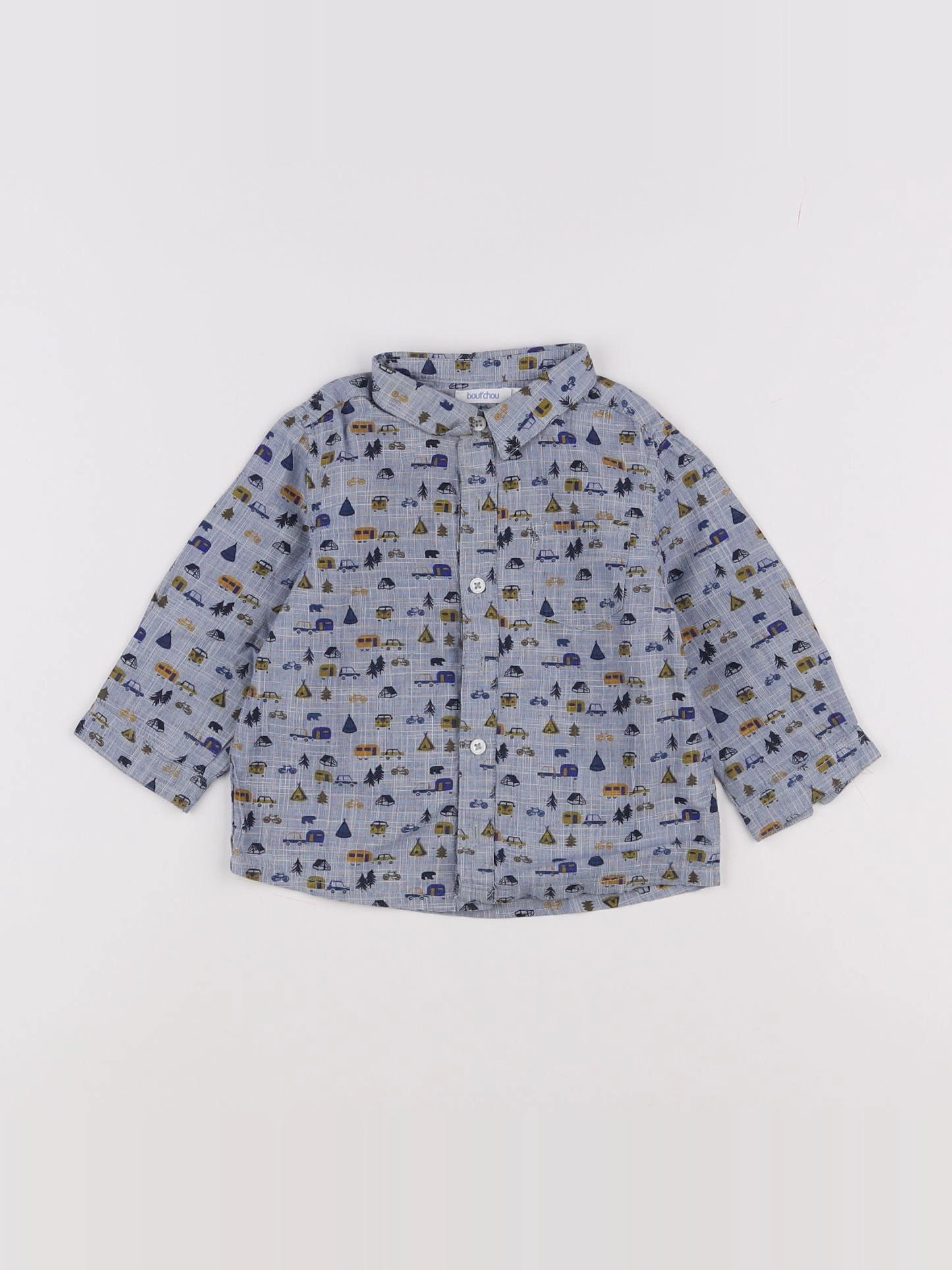 Boutchou - chemise bleu - 9 mois