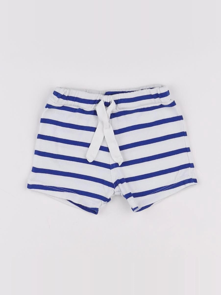 Petit Bateau - short blanc, bleu - 6 mois