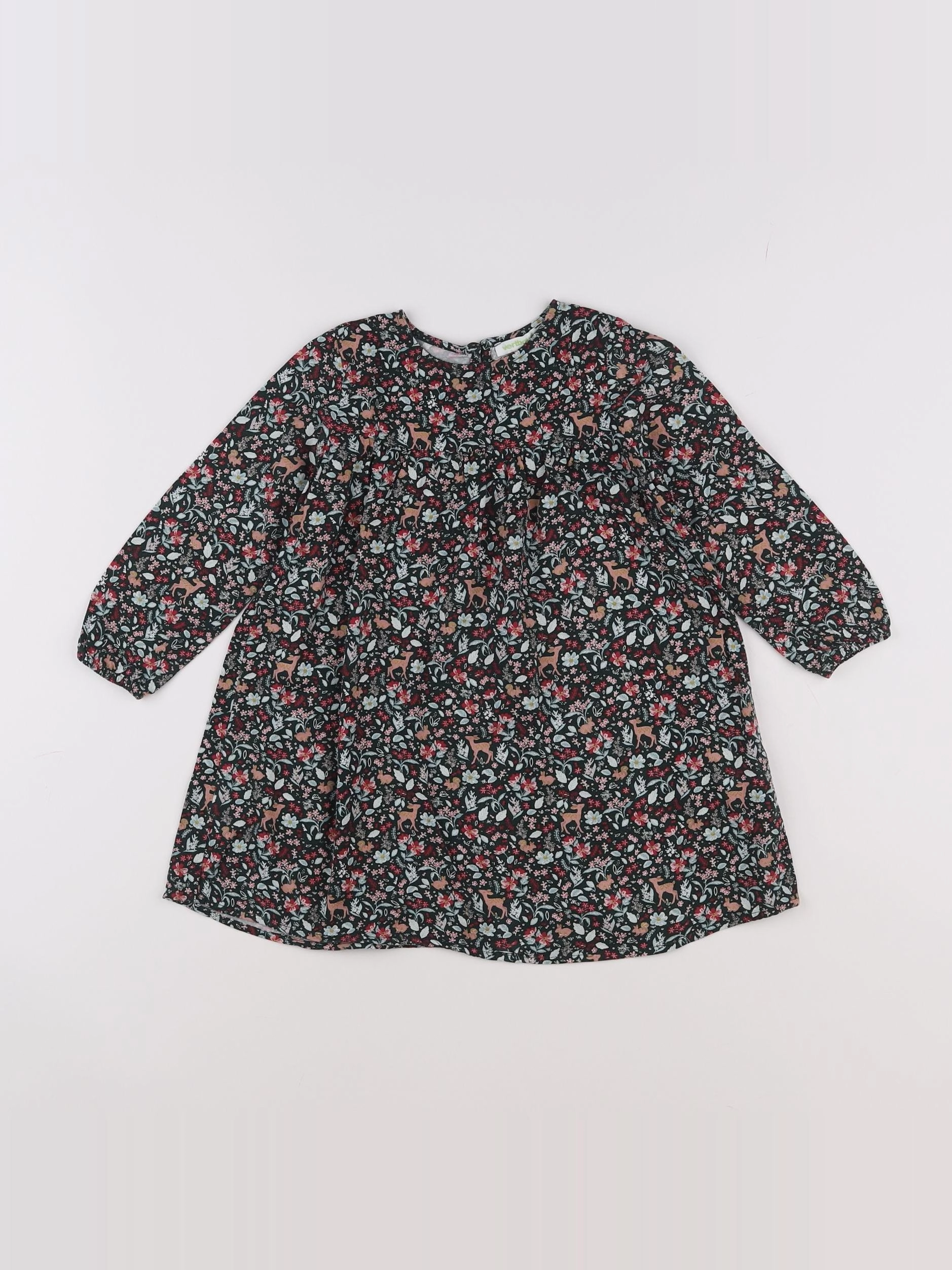 Vertbaudet - robe vert, multicolore - 3 ans