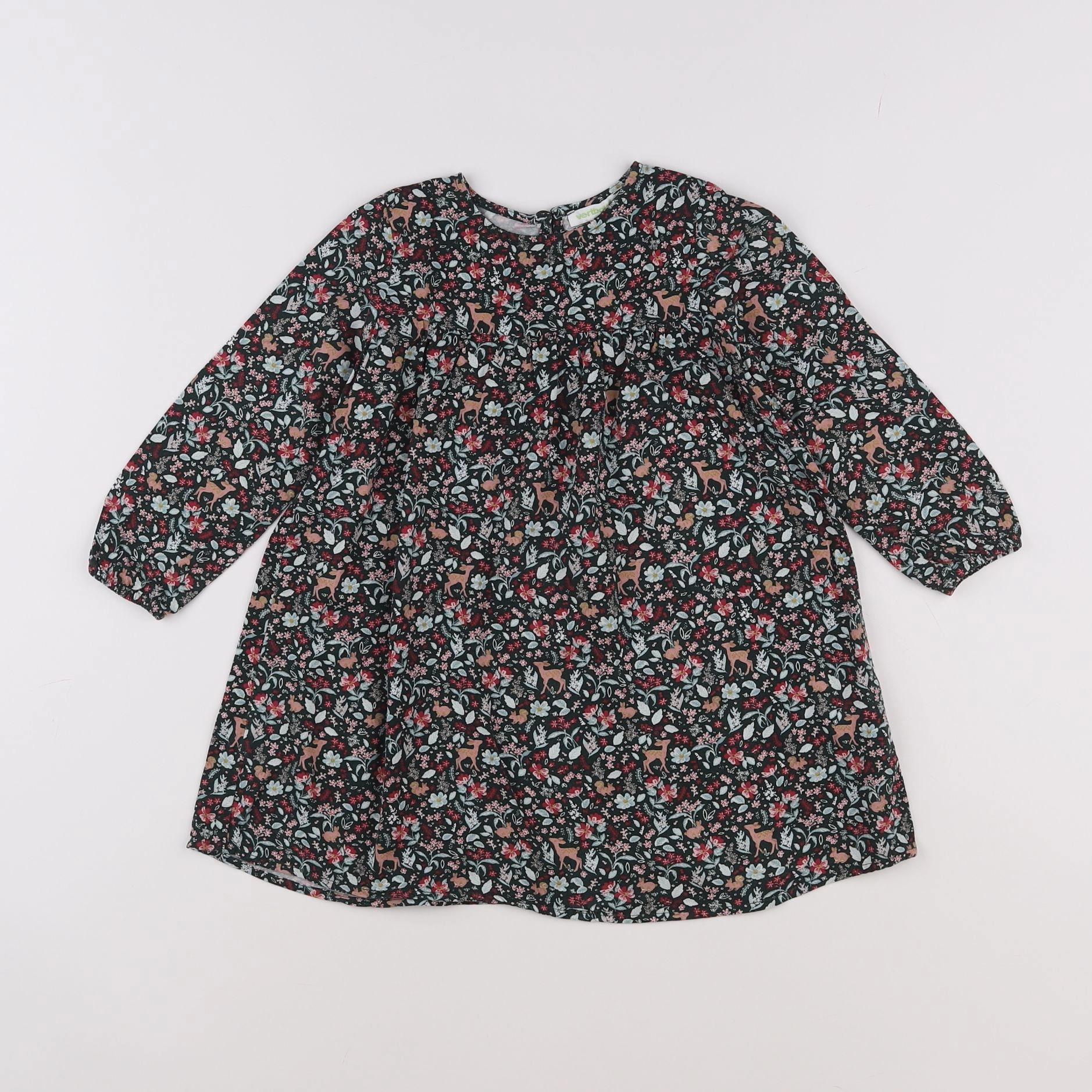 Vertbaudet - robe vert, multicolore - 3 ans