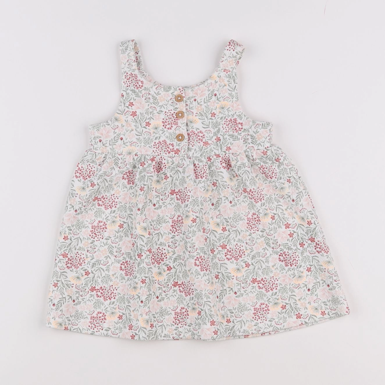 Vertbaudet - robe blanc, vert, multicolore - 9 mois