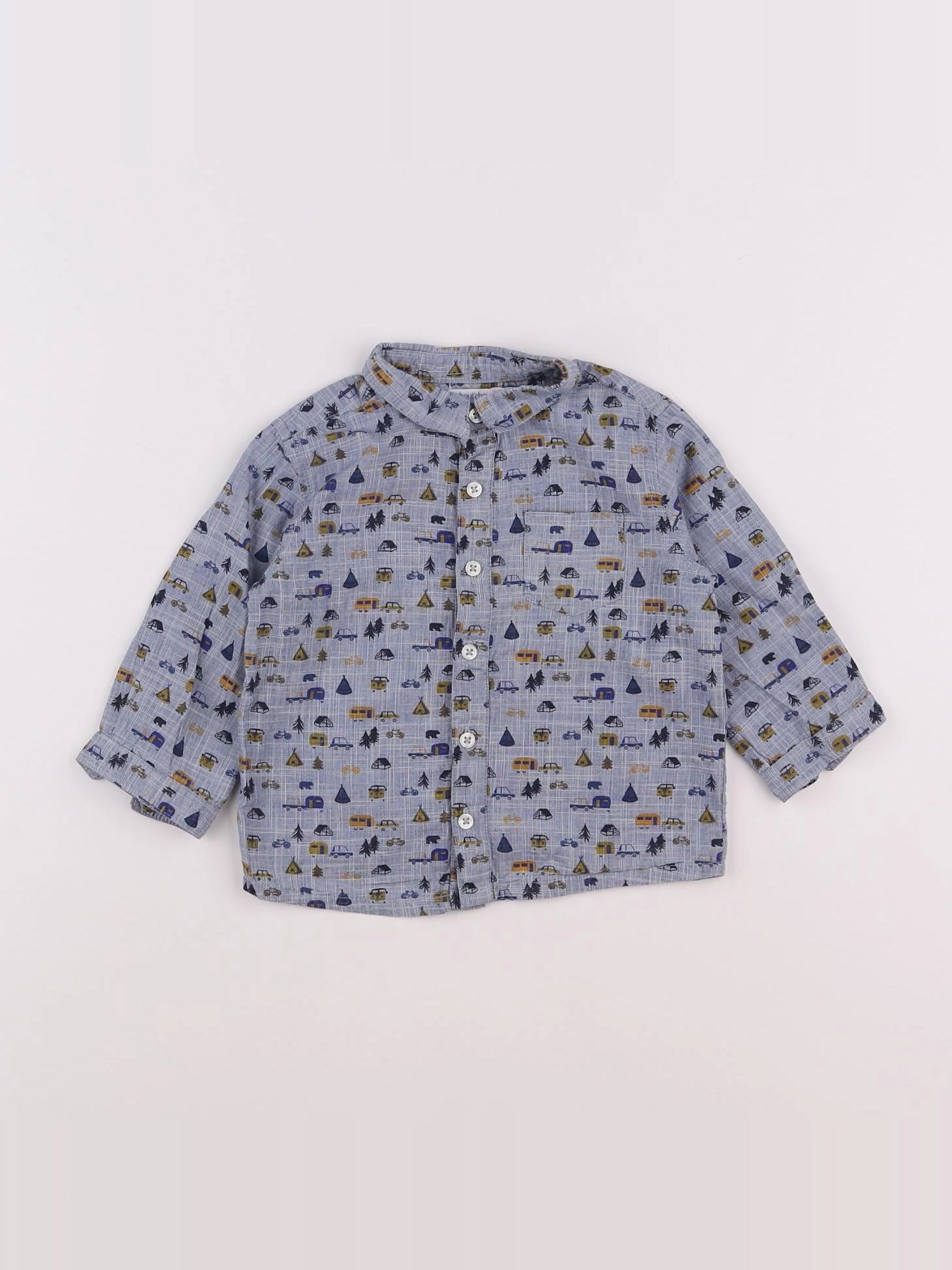 Boutchou - chemise bleu - 9 mois