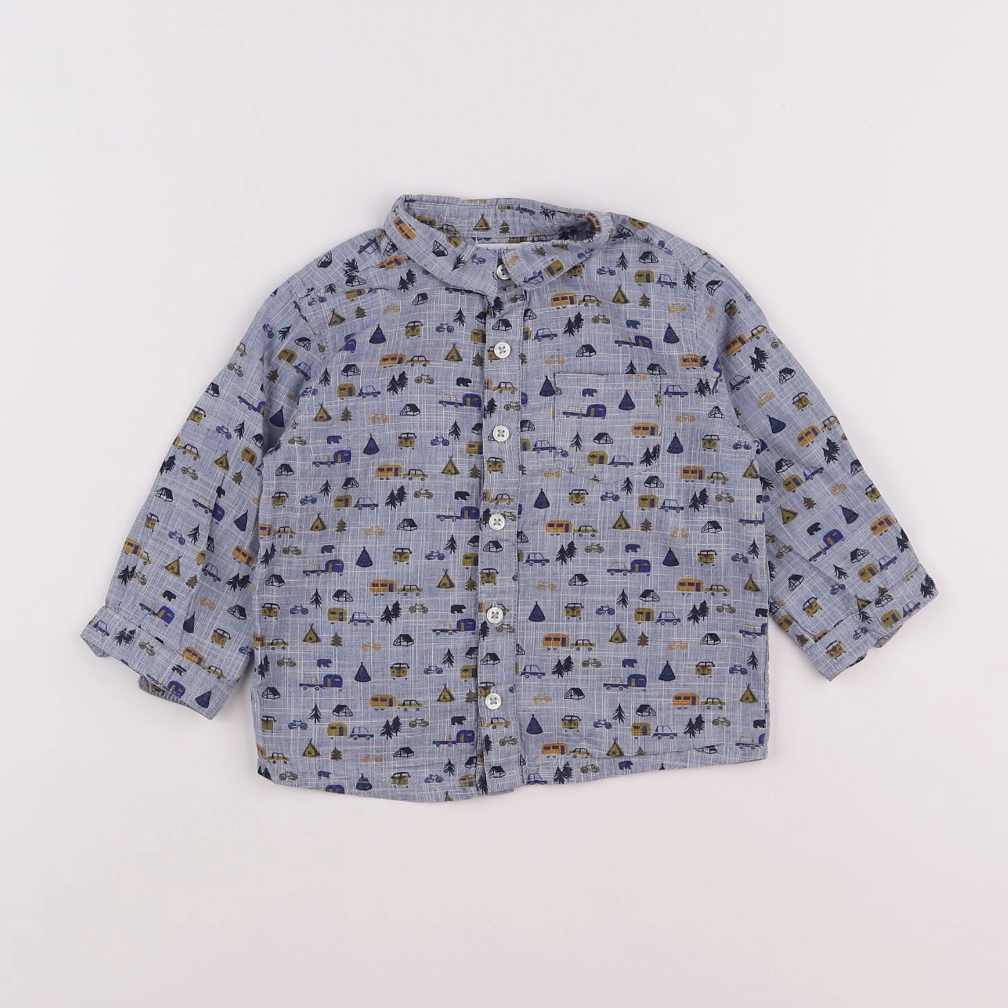 Boutchou - chemise bleu - 9 mois