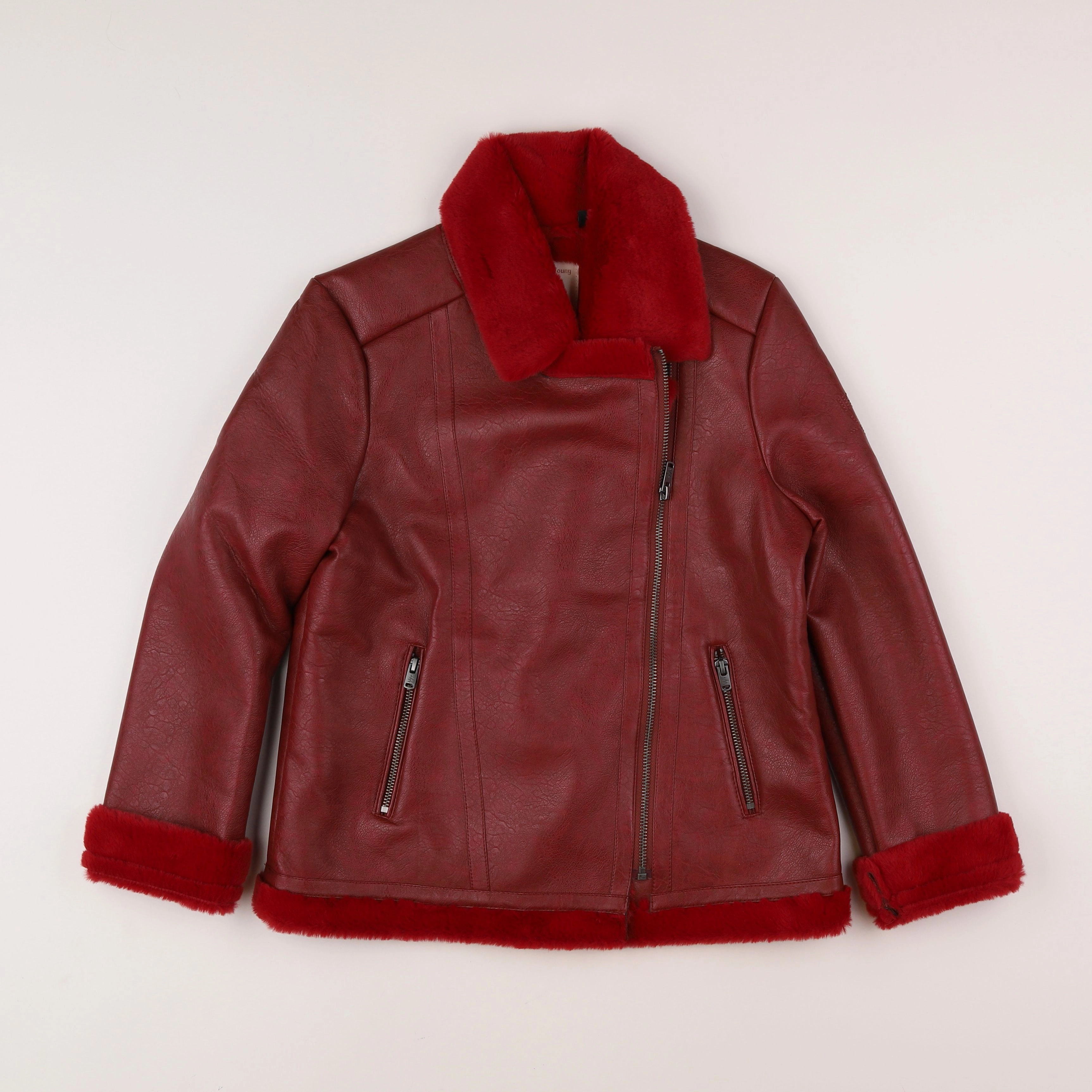 IKKS - veste simili cuir rouge - 12 ans