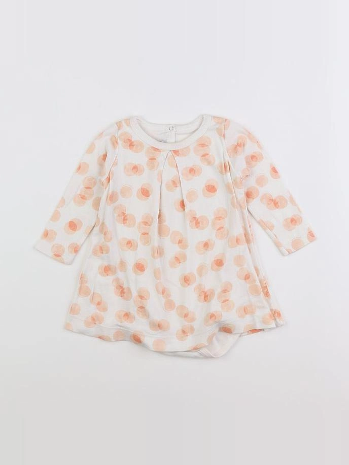Petit Bateau - robe blanc, orange - 12 mois