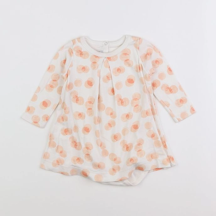 Petit Bateau - robe blanc, orange - 12 mois