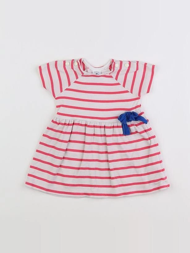 Petit Bateau - robe blanc, rose - 6 mois