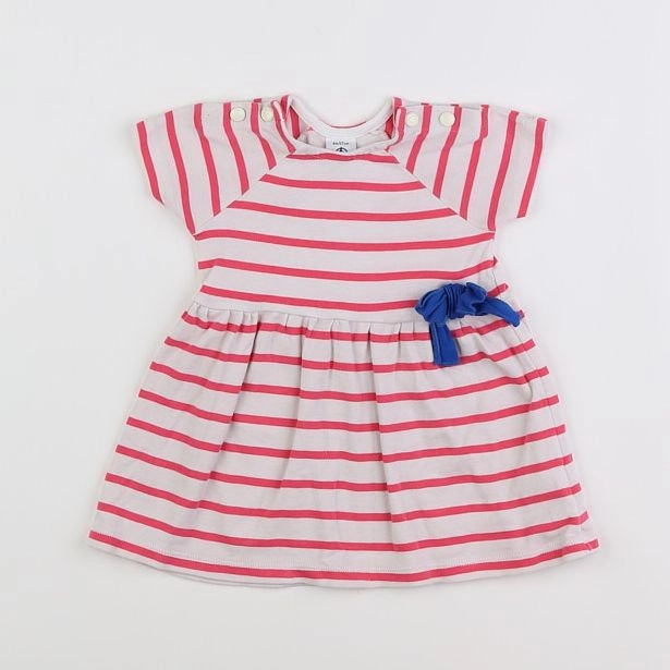 Petit Bateau - robe blanc, rose - 6 mois