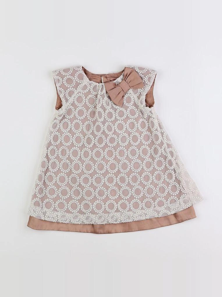 Zara - robe blanc, marron - 2/3 ans