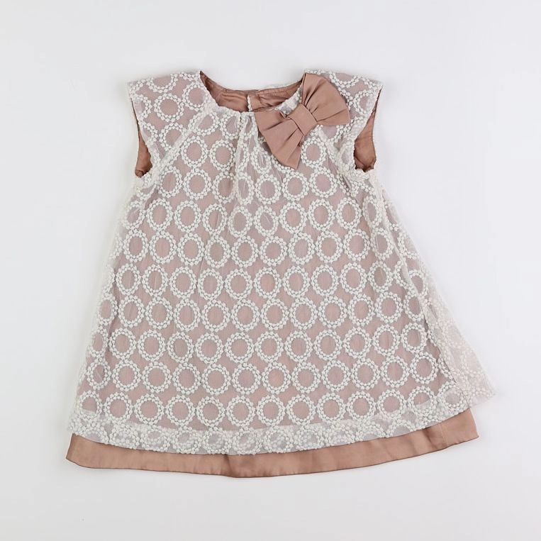 Zara - robe blanc, marron - 2/3 ans