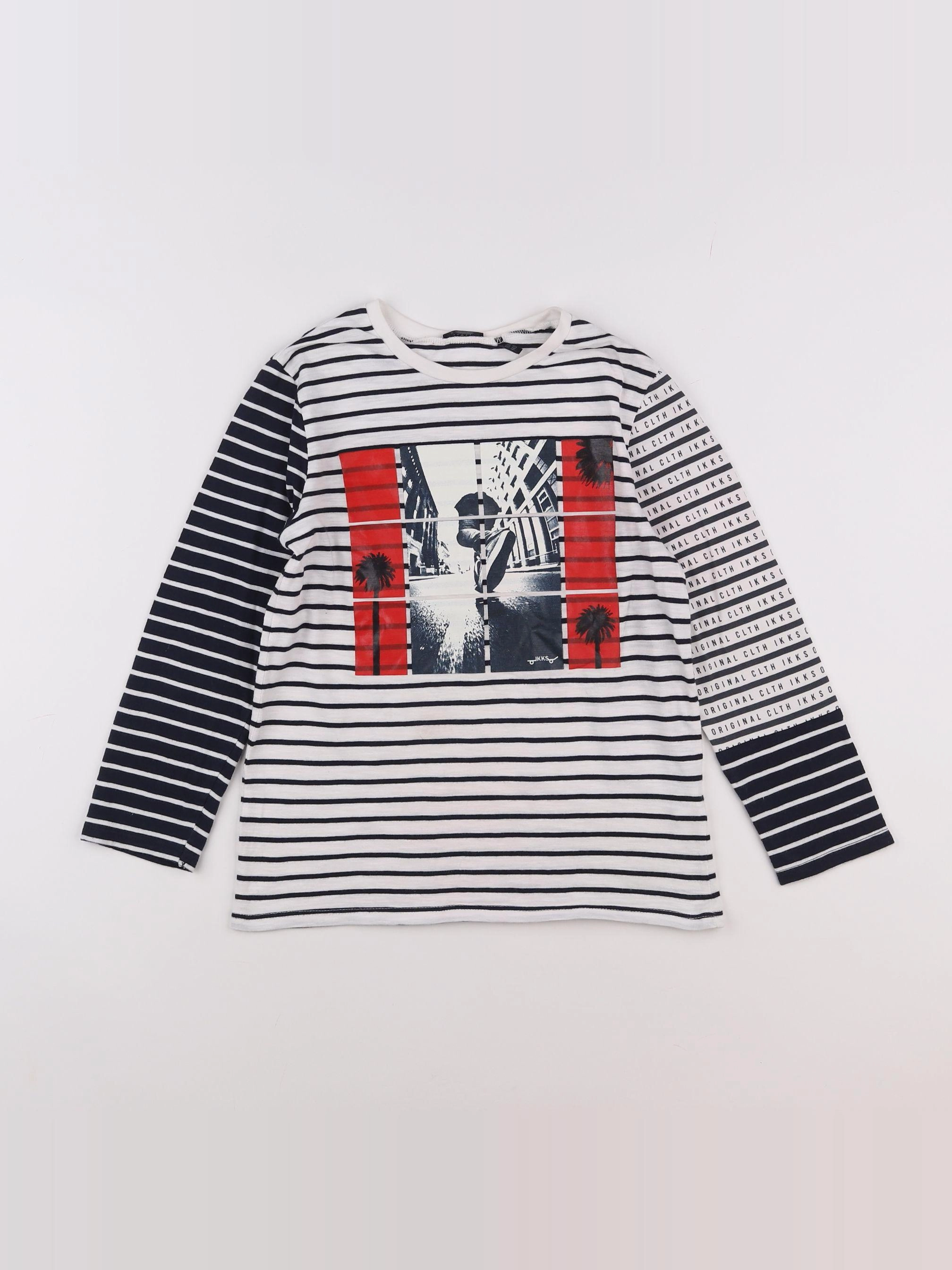 IKKS - tee-shirt blanc, bleu - 10 ans