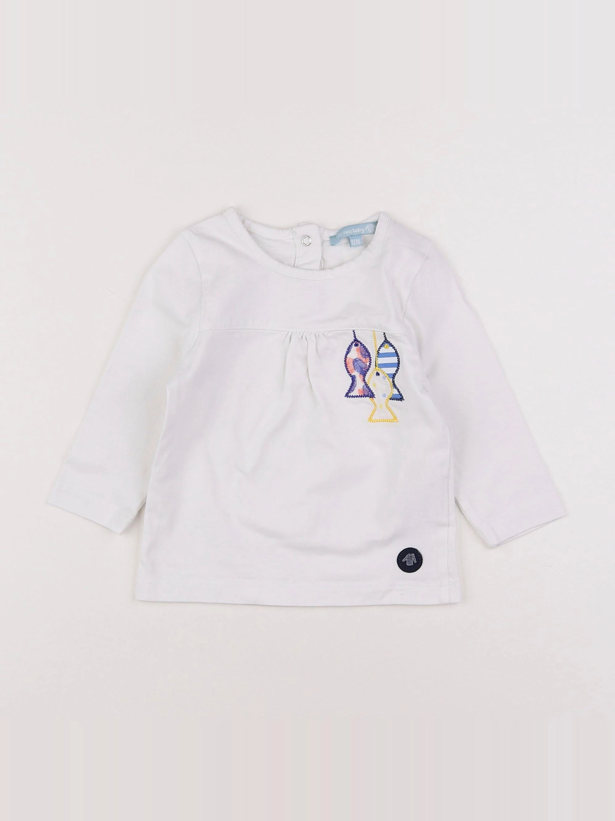 Armor Lux - tee-shirt bleu, blanc - 12 mois