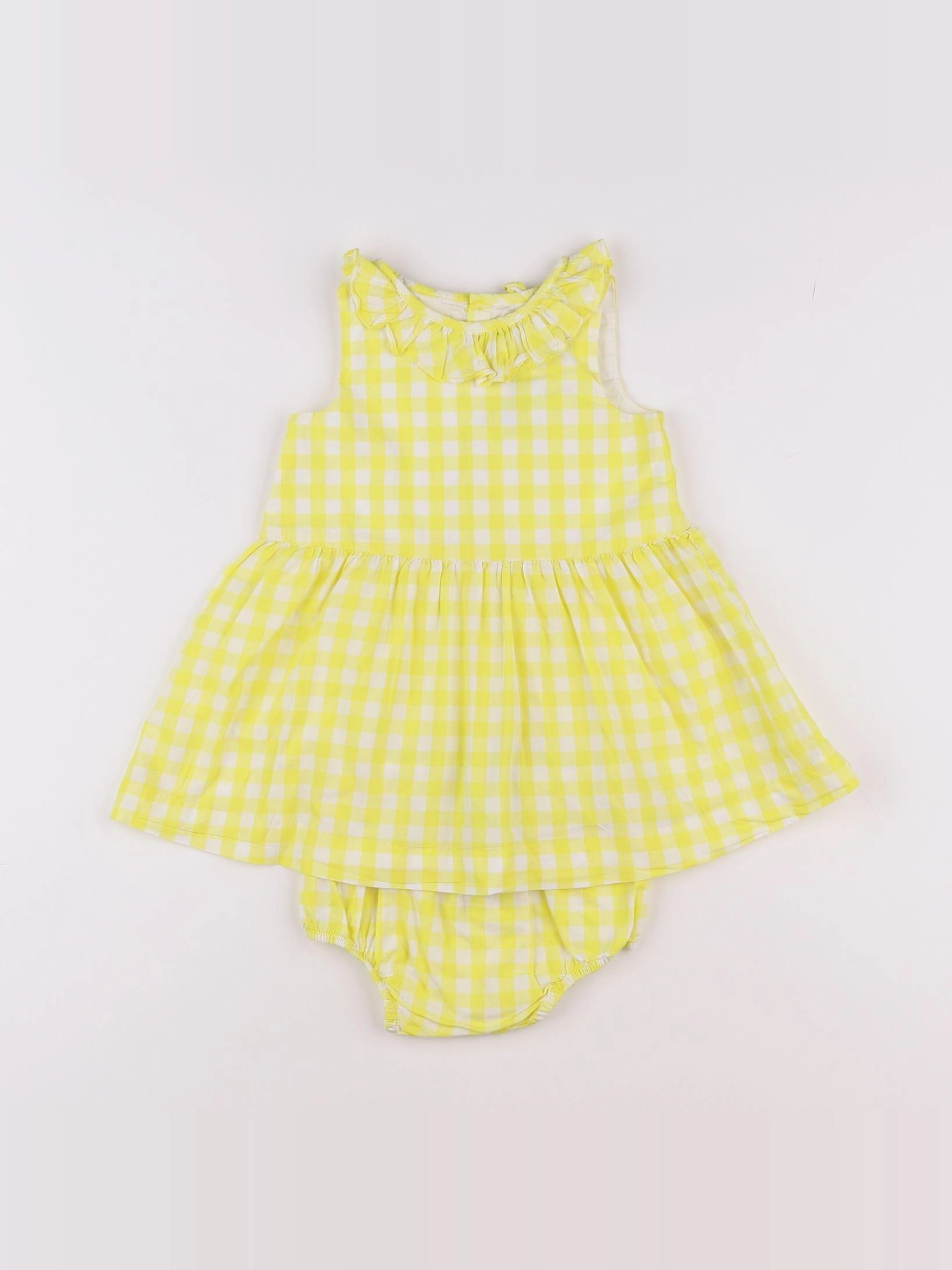 Jacadi - robe blanc, jaune - 12 mois