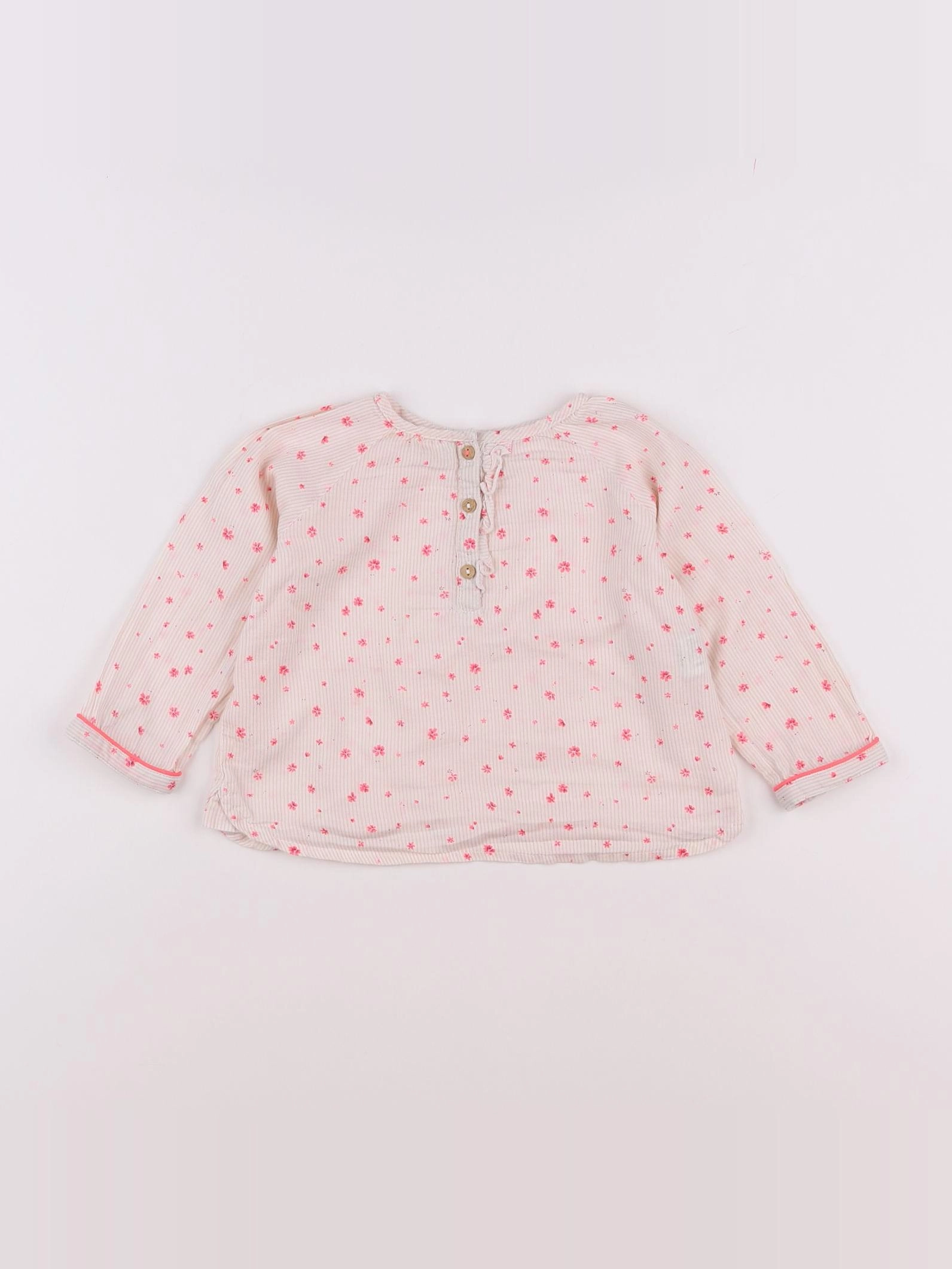 Zara - blouse blanc, rose - 6/9 mois