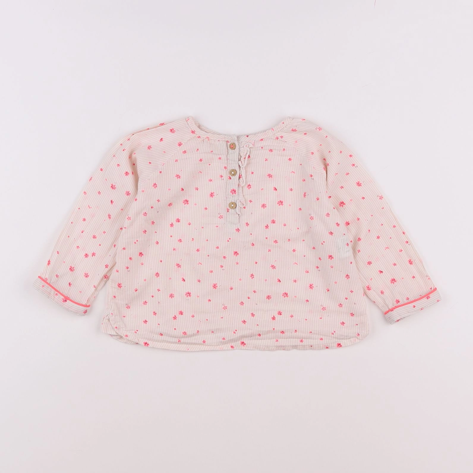 Zara - blouse blanc, rose - 6/9 mois