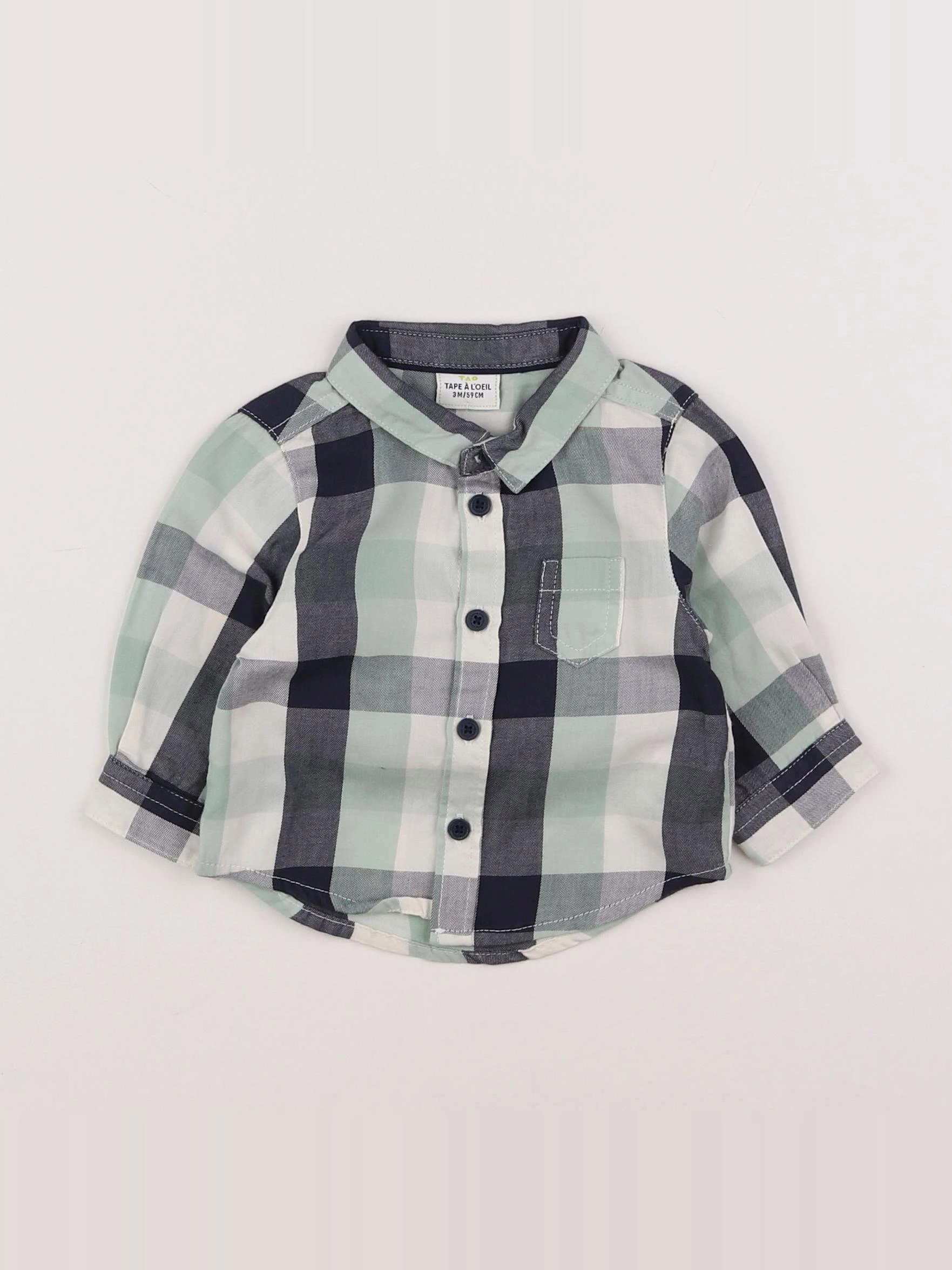 Tape à l'oeil - chemise vert, gris - 3 mois
