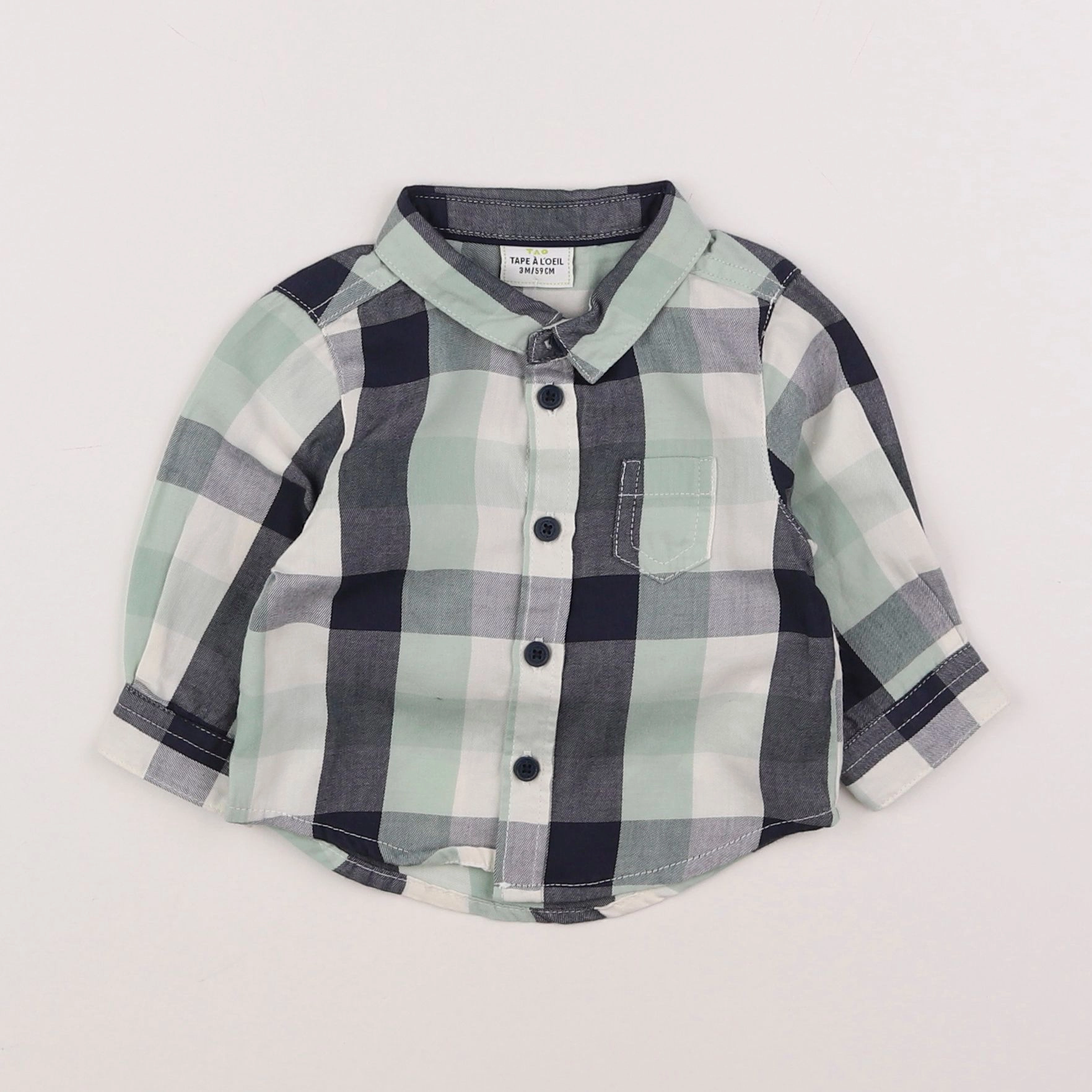 Tape à l'oeil - chemise vert, gris - 3 mois