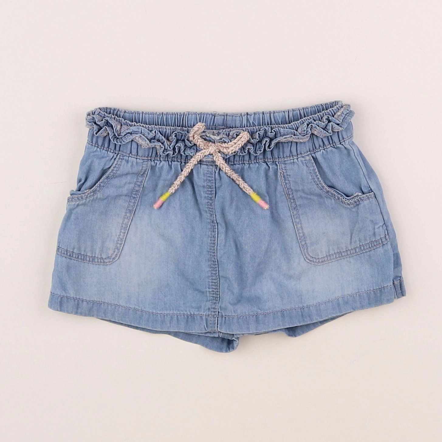 Vertbaudet - jupe short bleu - 12 mois