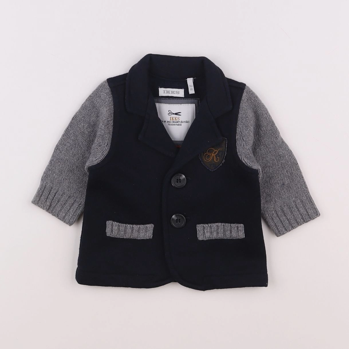 IKKS - veste bleu, gris - 6 mois