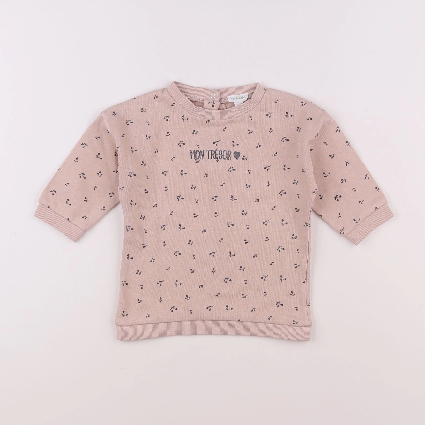 Vertbaudet - sweat rose - 12 mois