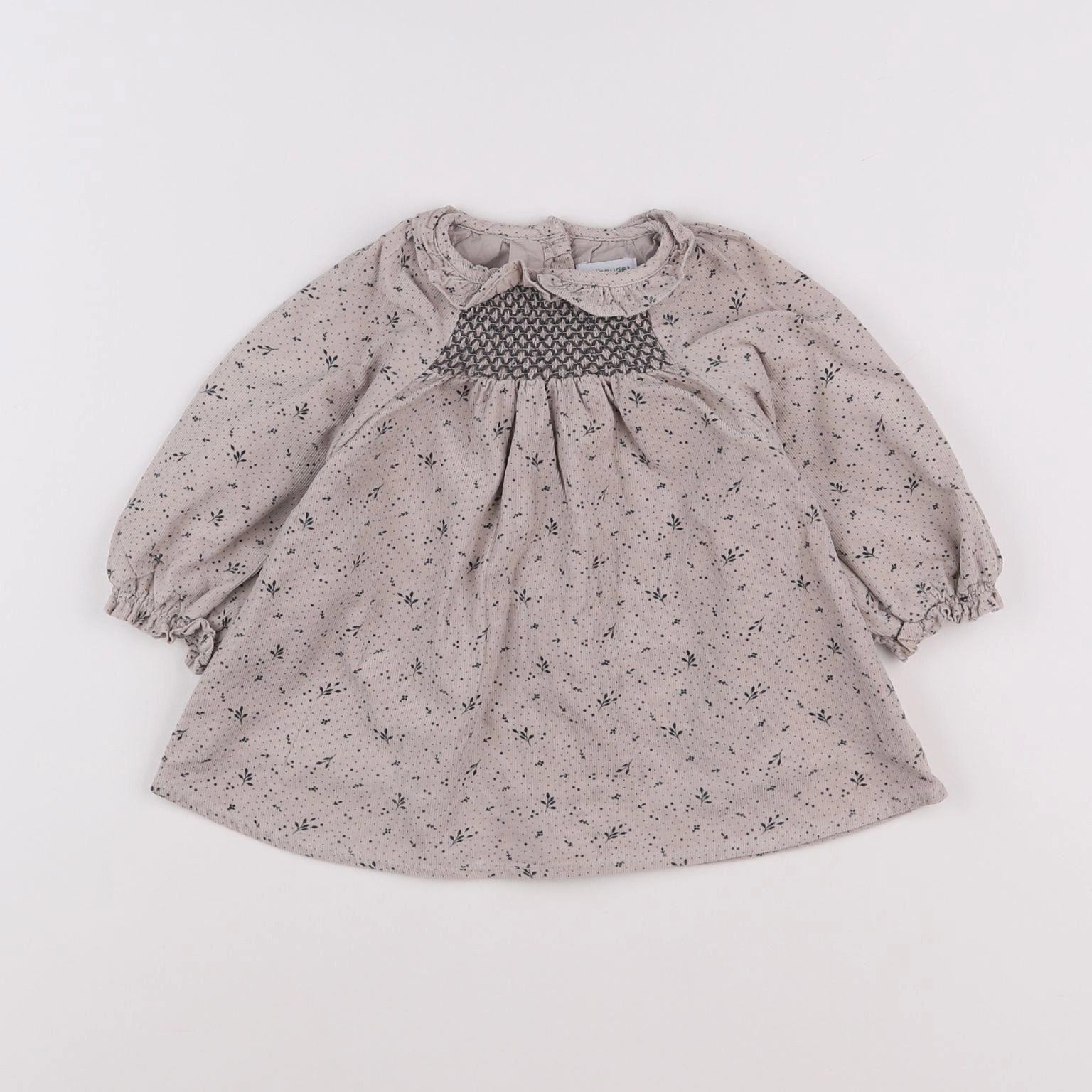 Vertbaudet - robe beige, noir - 9 mois