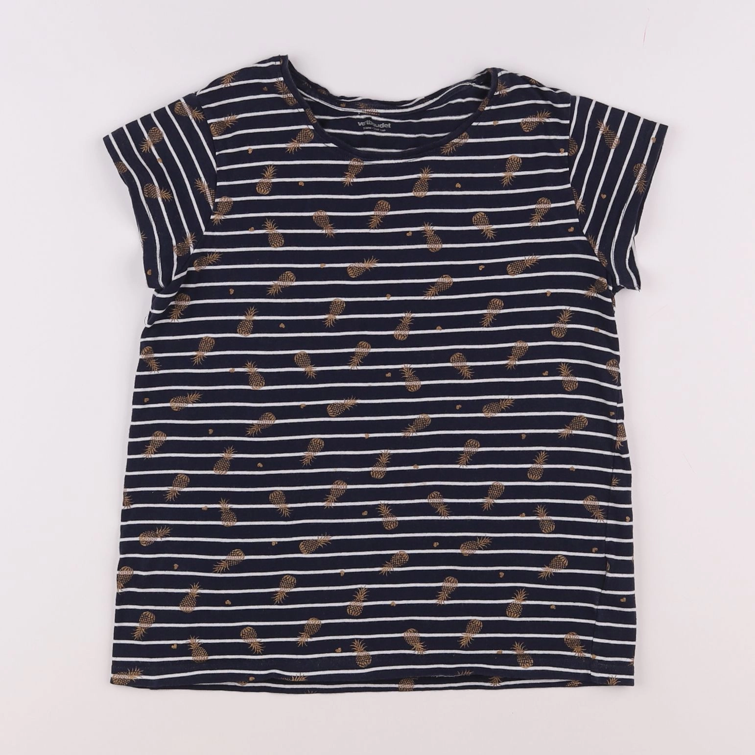 Vertbaudet - tee-shirt blanc, bleu - 10 ans
