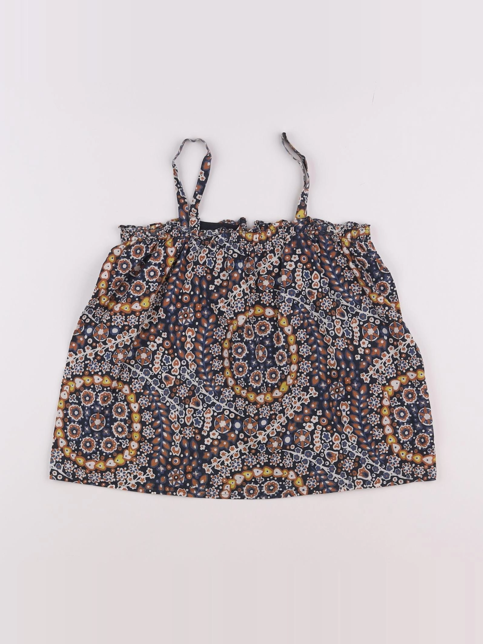 Bonpoint - blouse bleu, marron - 8 ans