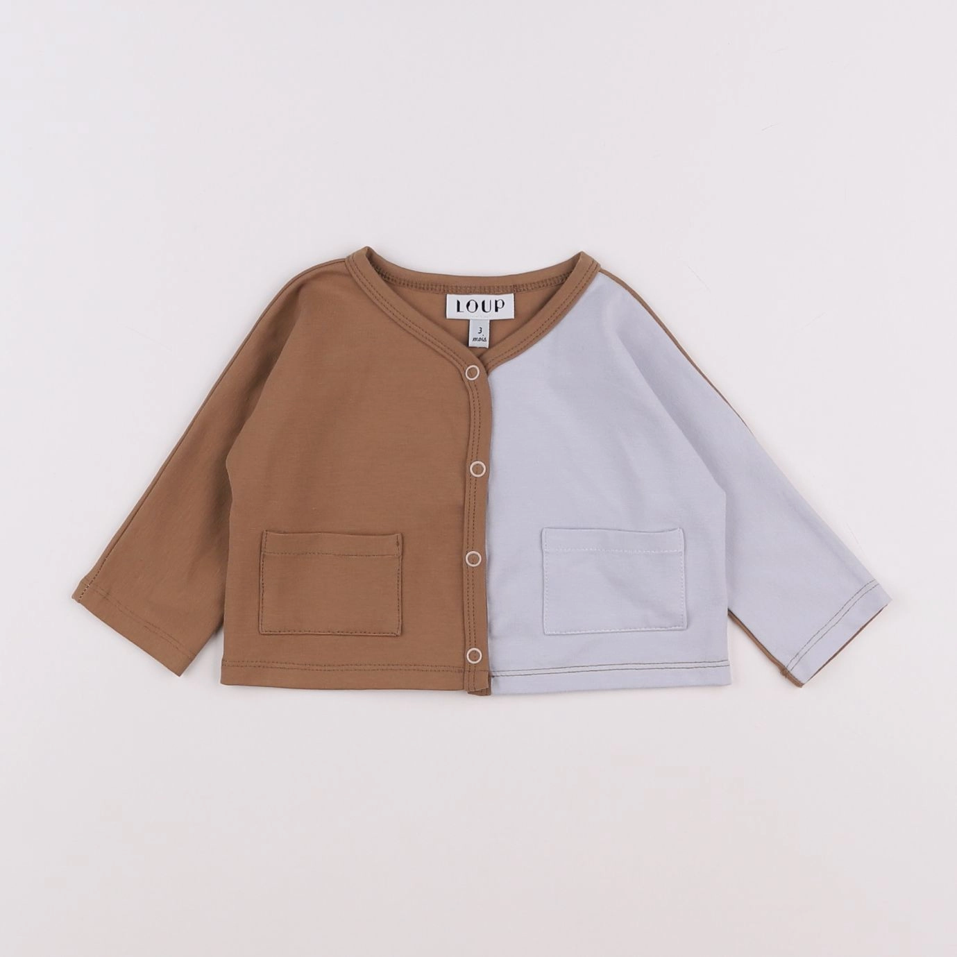 Loup - sweat bleu, marron - 3 mois