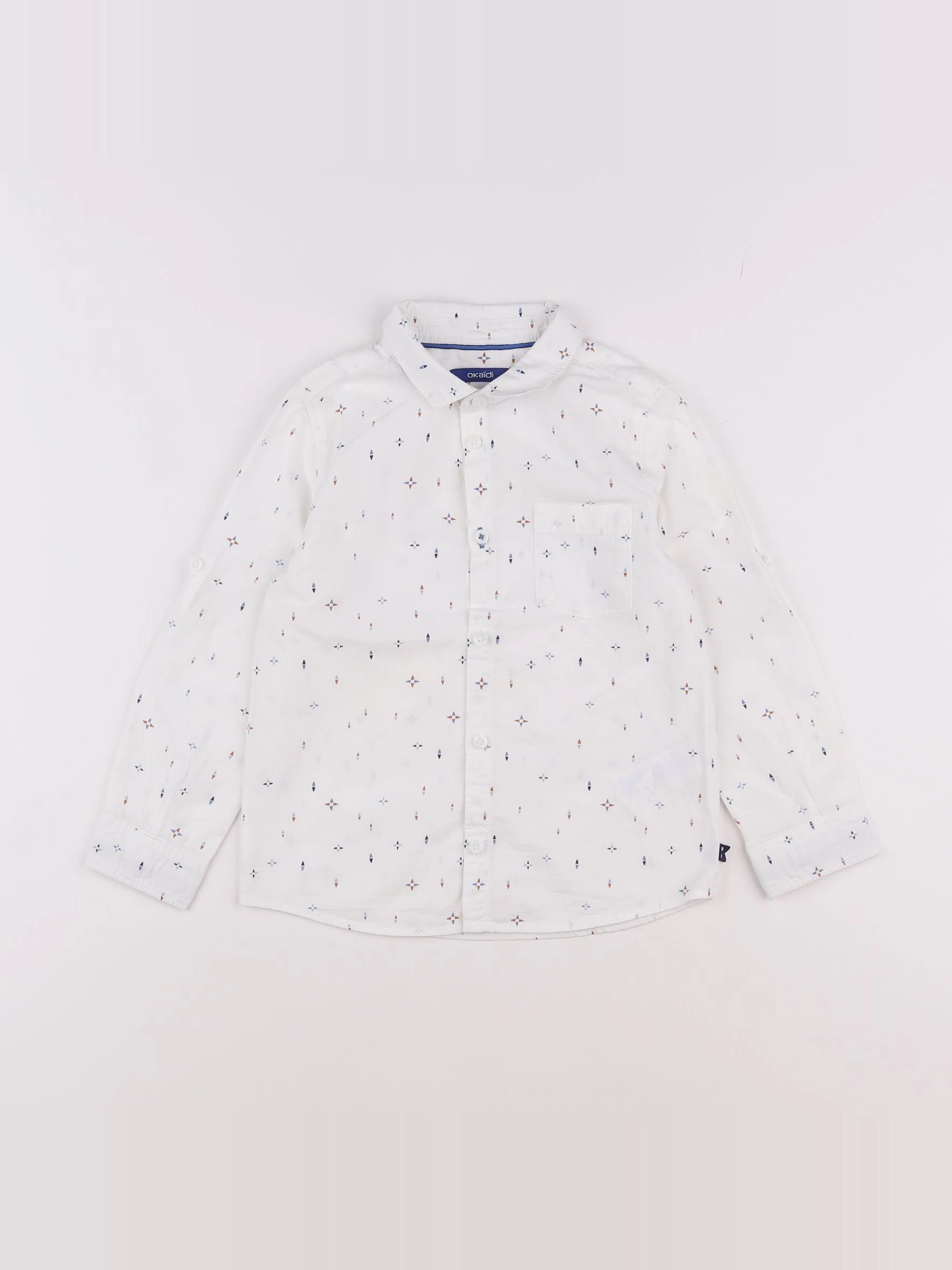 Okaidi - chemise blanc, bleu - 4 ans