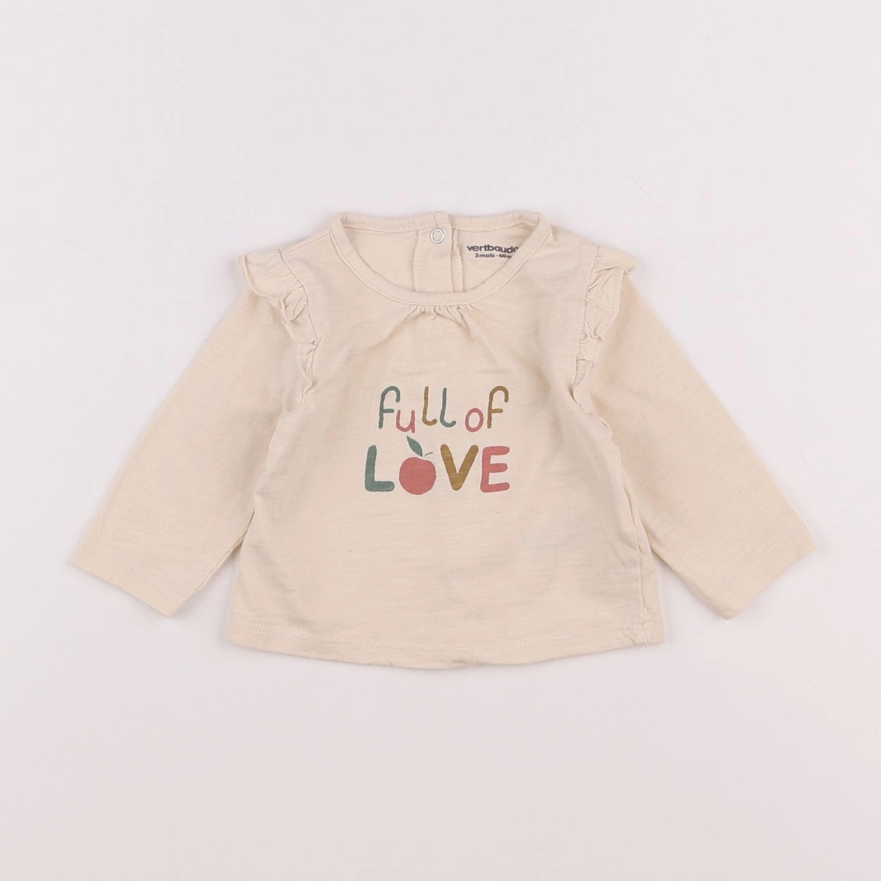 Vertbaudet - tee-shirt beige - 3 mois