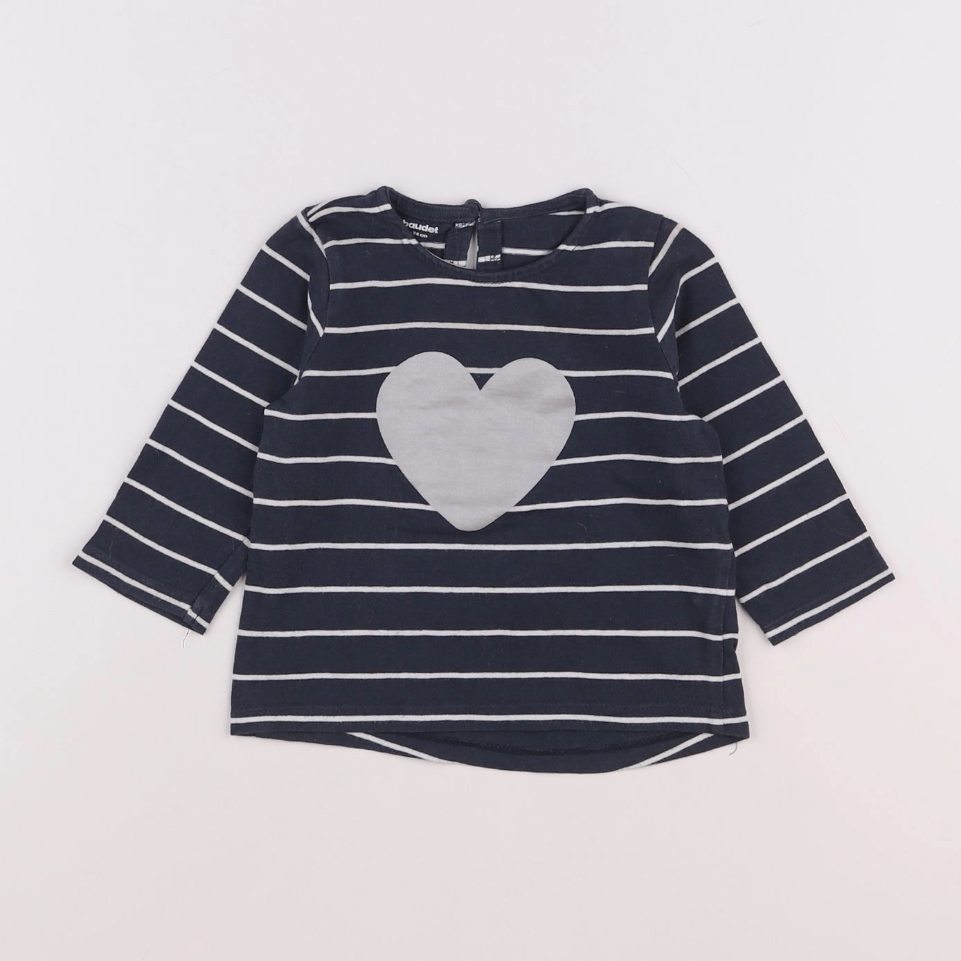 Vertbaudet - tee-shirt bleu, blanc - 12 mois