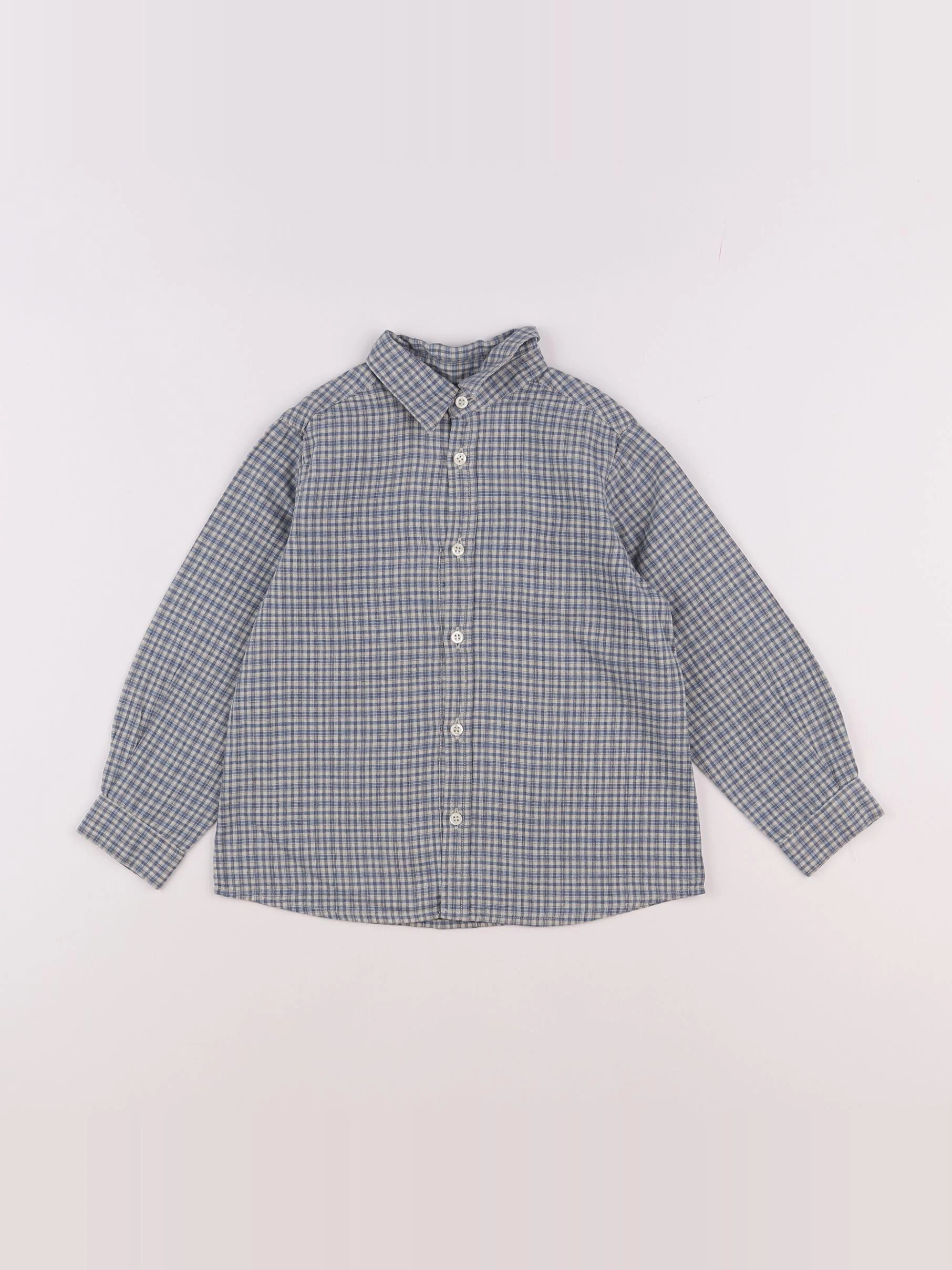 Bonpoint - chemise bleu, gris - 4 ans