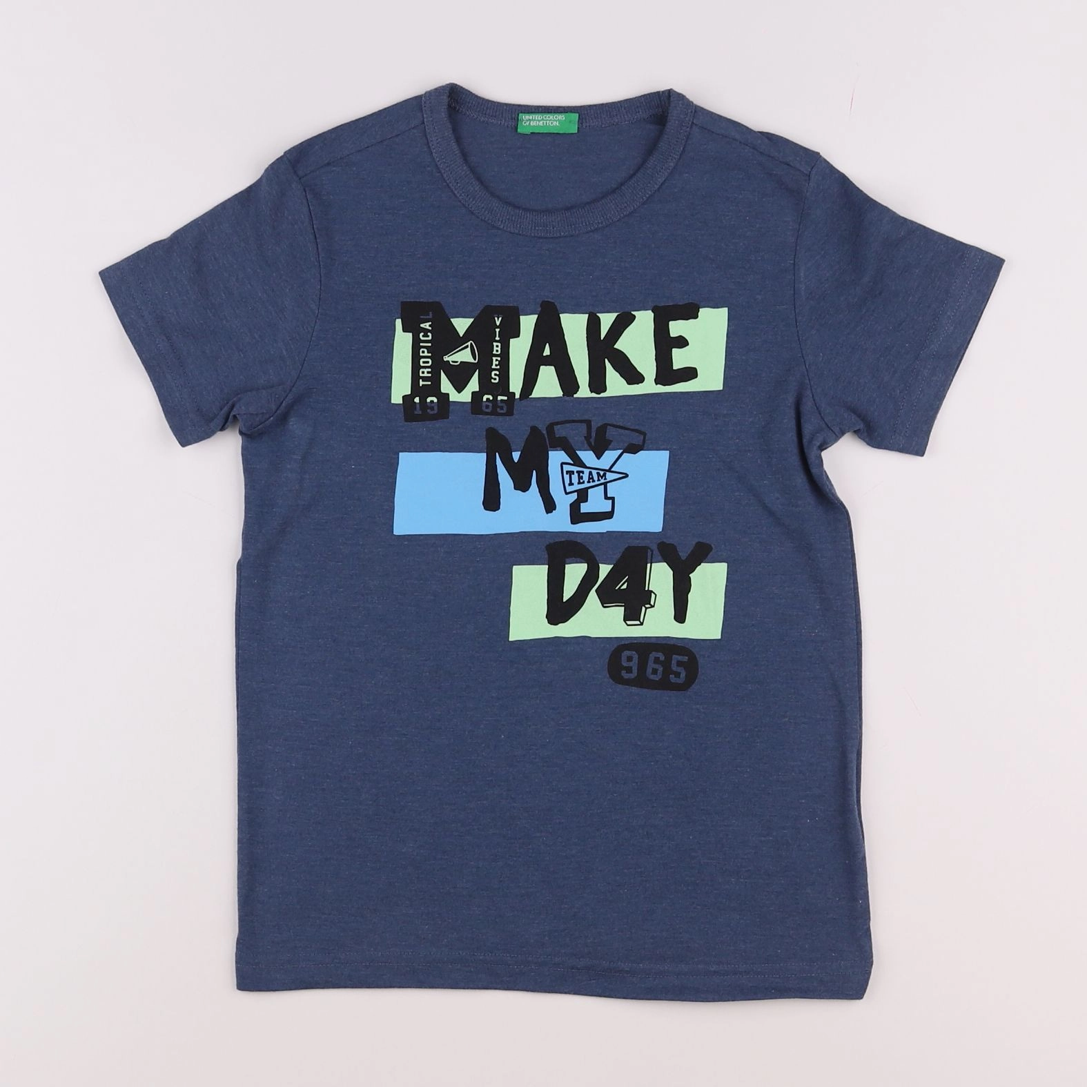 Benetton - tee-shirt bleu - 6/7 ans