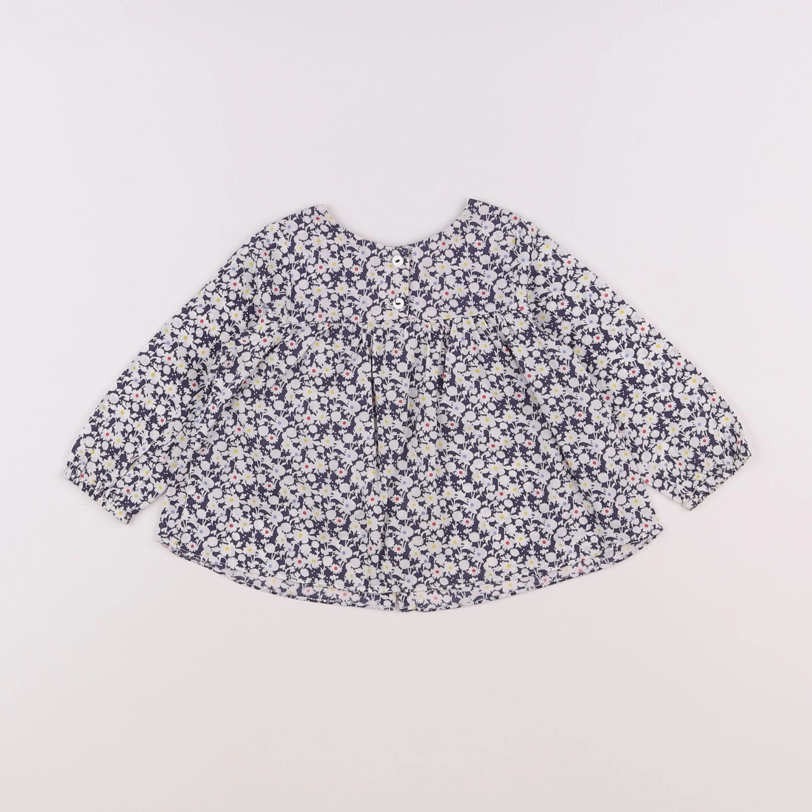 Jacadi - blouse liberty blanc, bleu - 12 mois