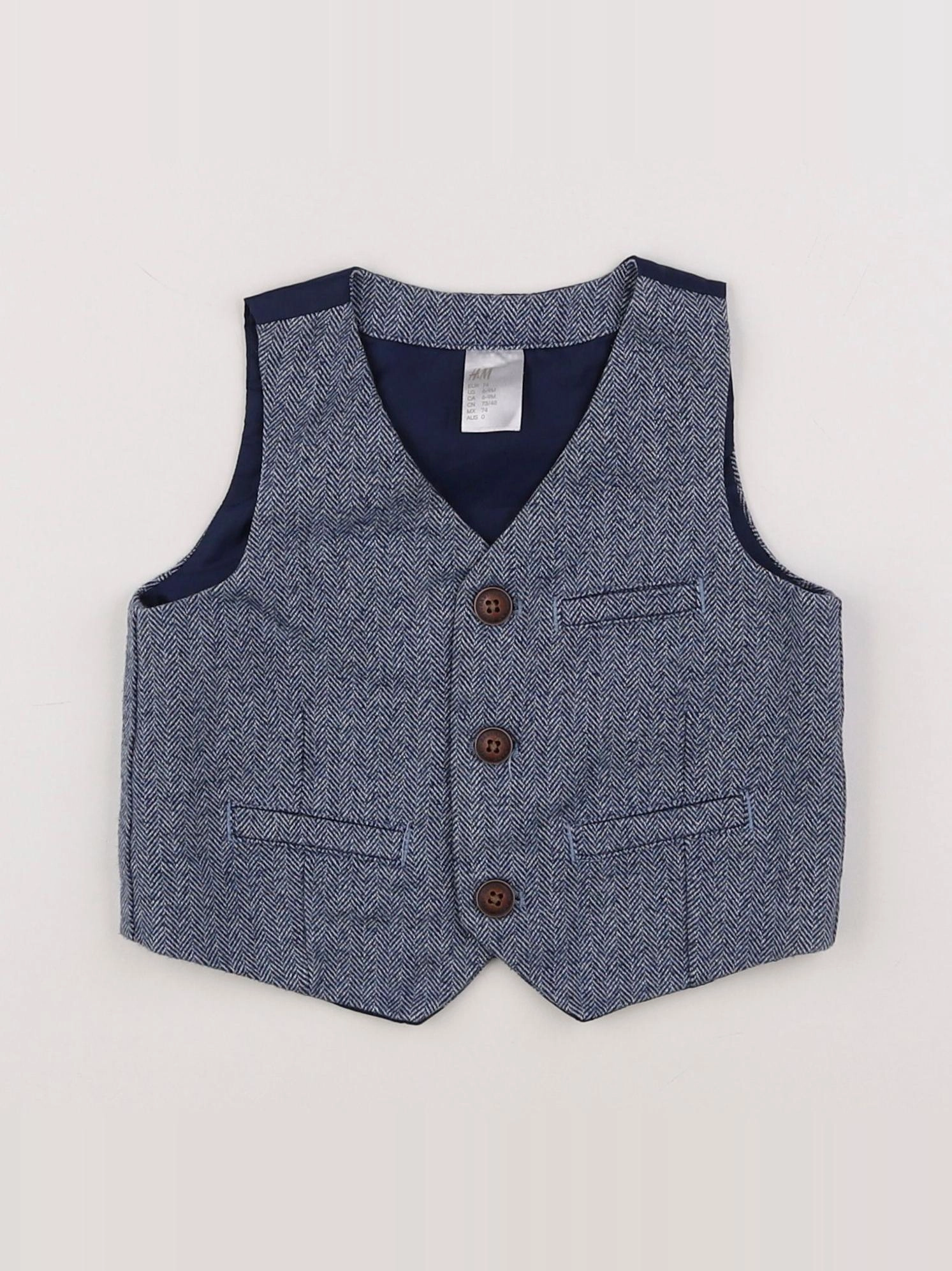 H&M - gilet bleu - 6/9 mois
