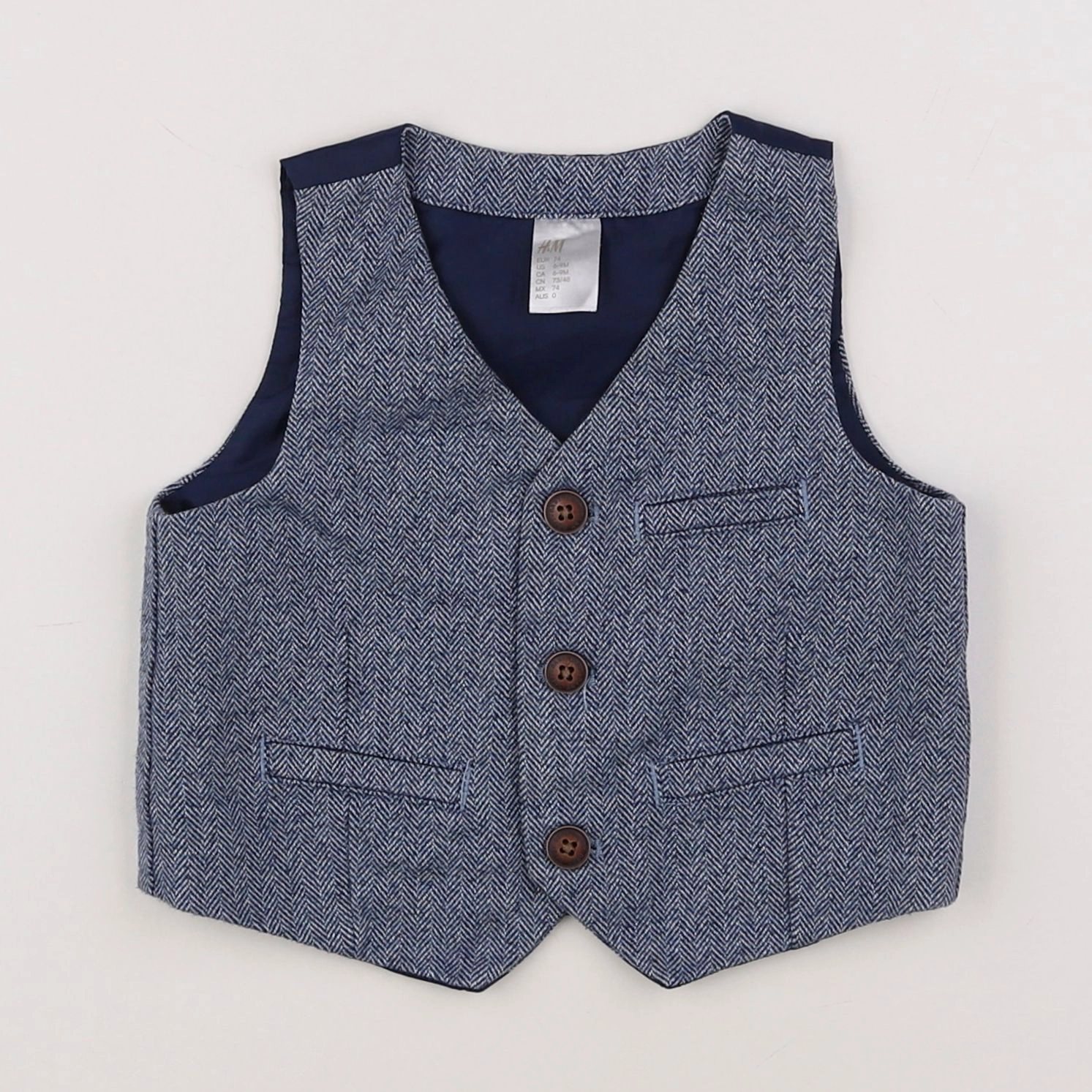 H&M - gilet bleu - 6/9 mois