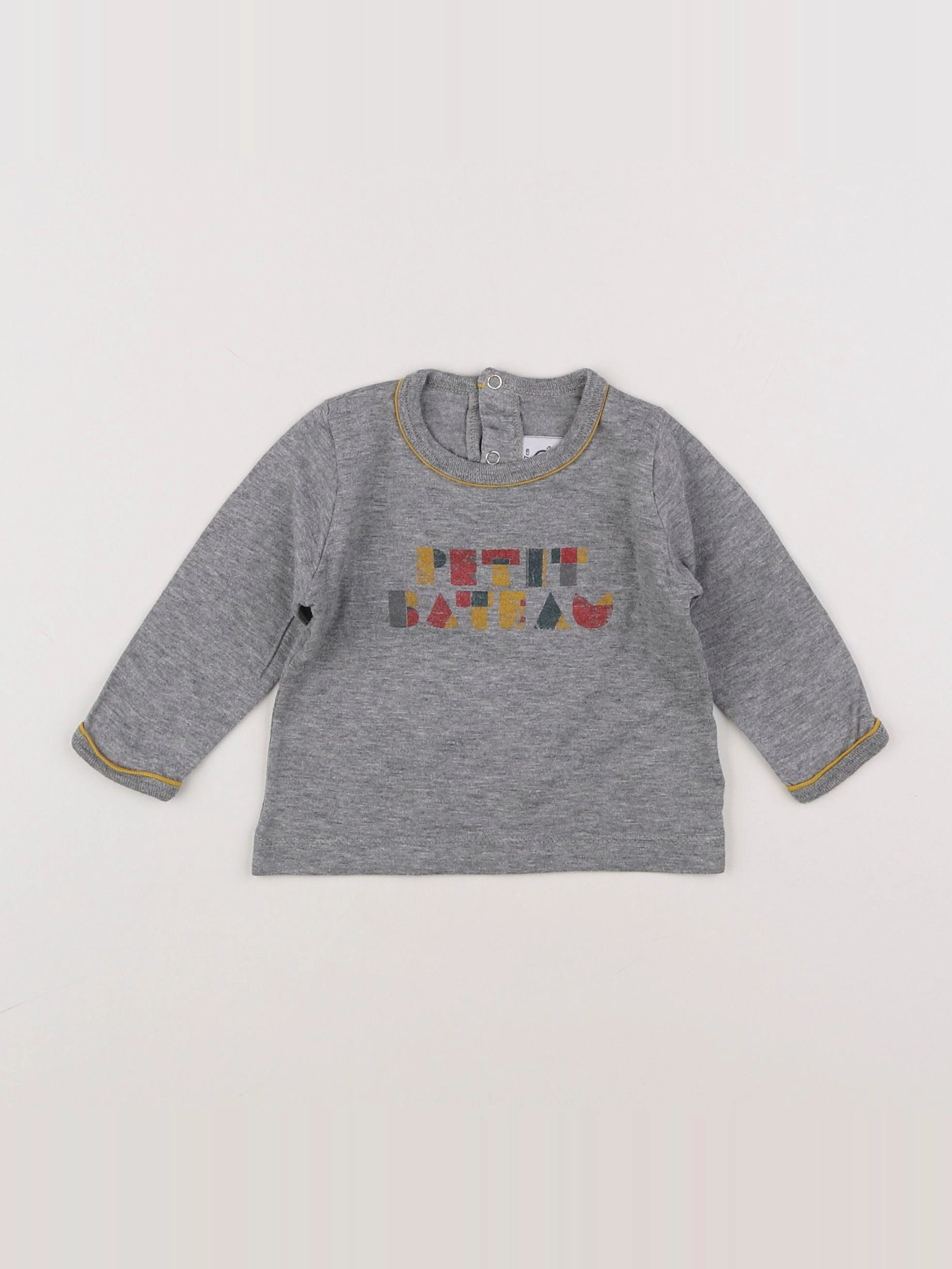 Petit Bateau - tee-shirt gris - 6 mois
