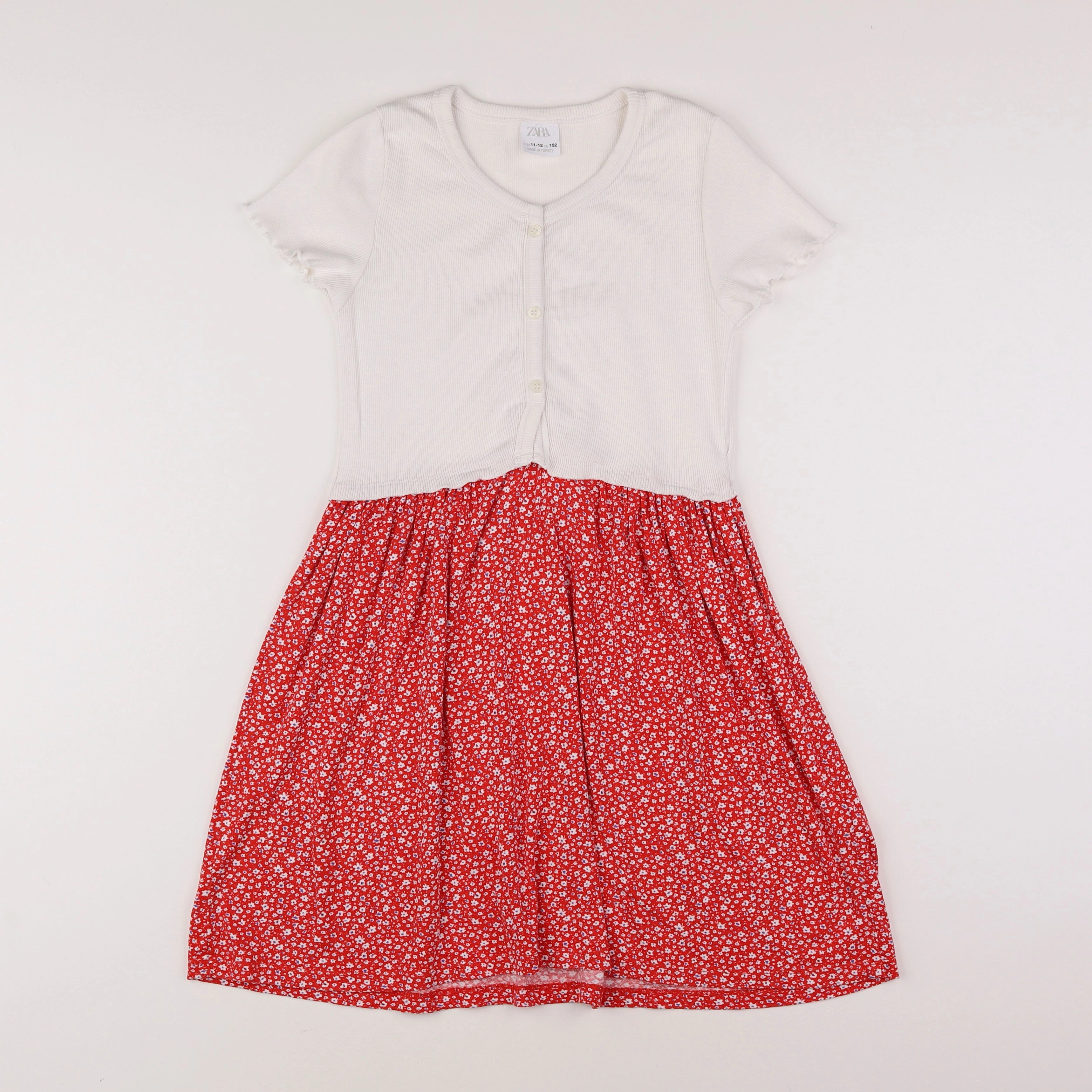 Zara - robe blanc, rouge - 11/12 ans