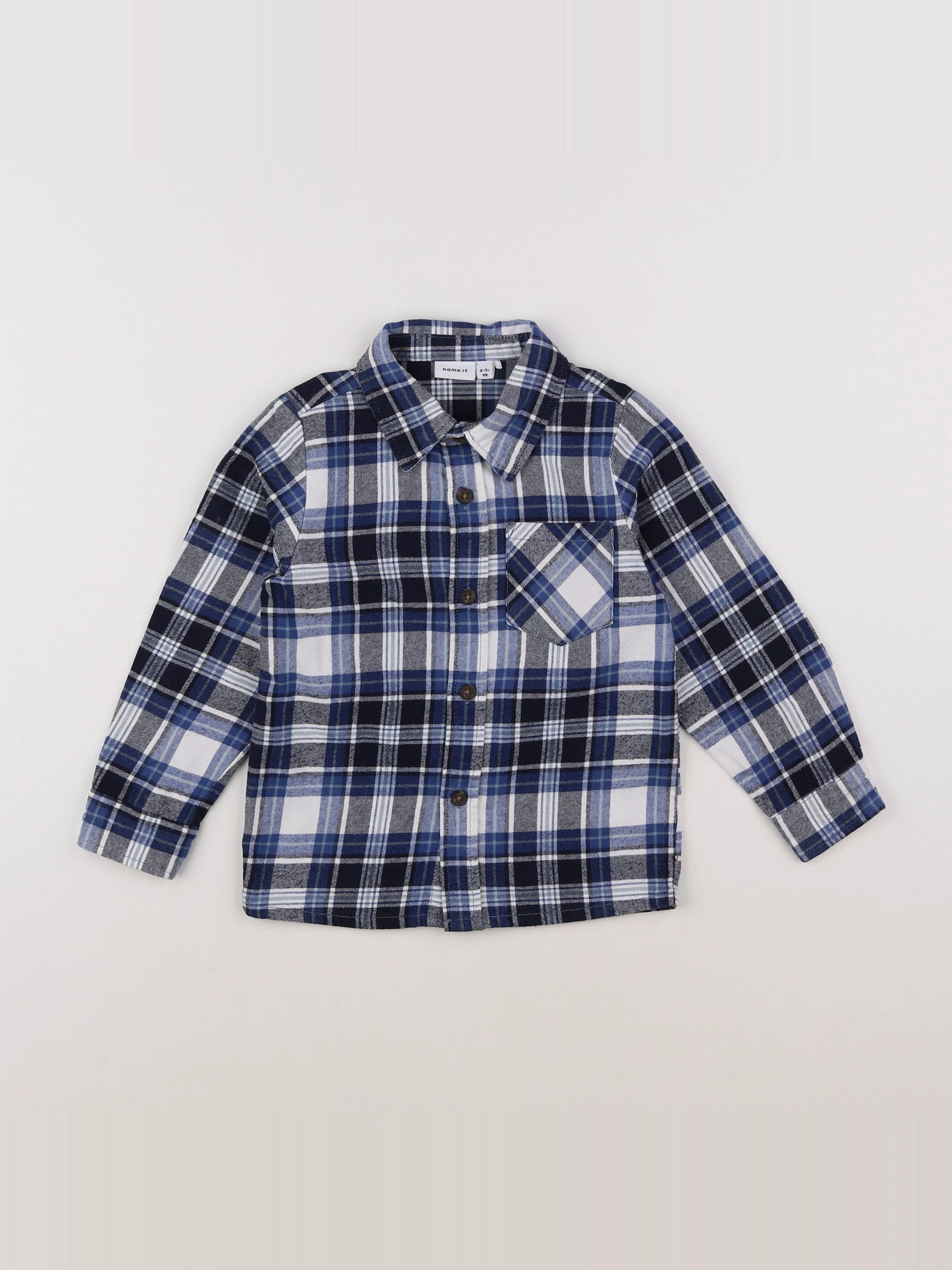 Name it - chemise blanc, bleu - 2/3 ans